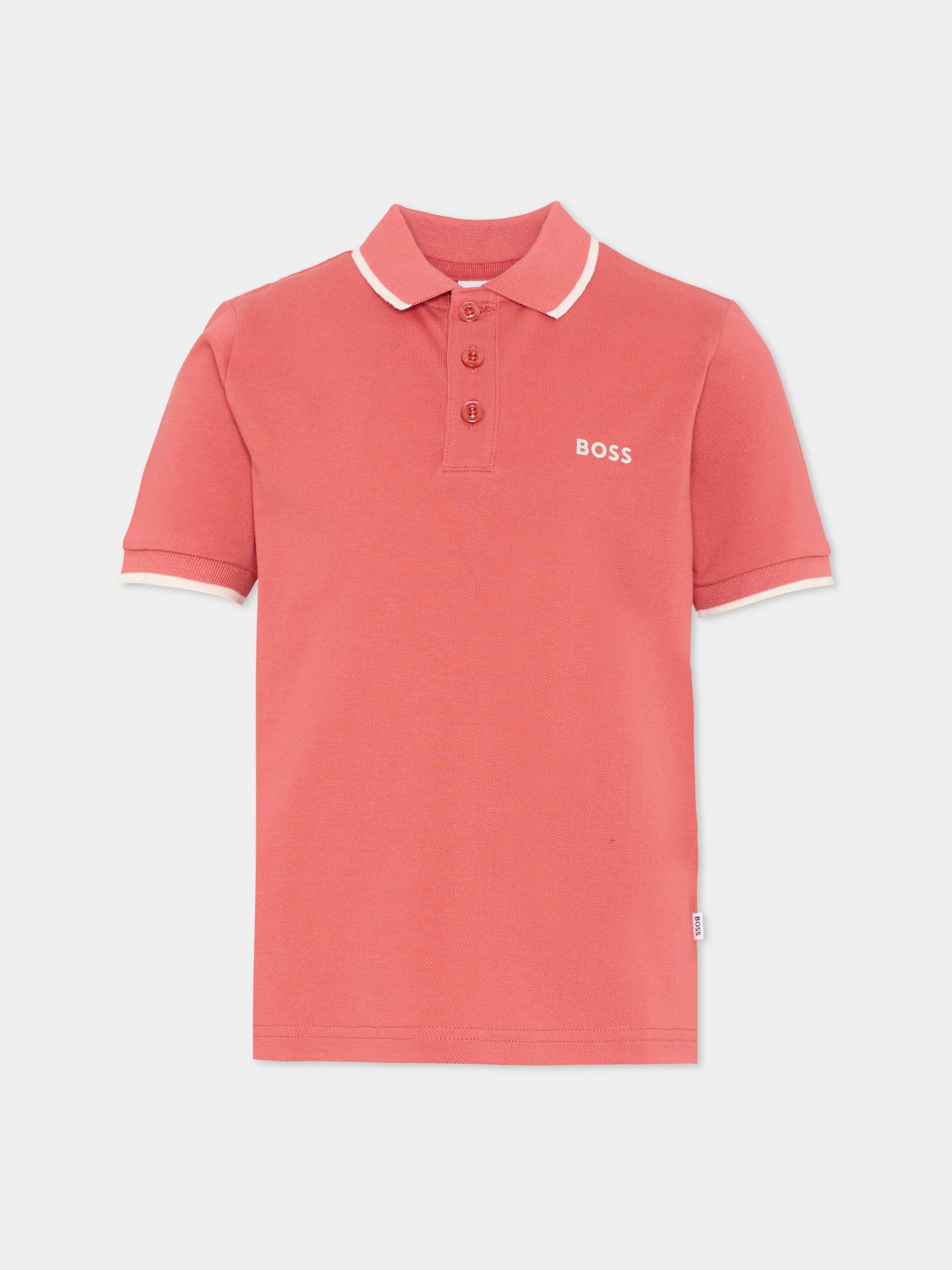 Polo rossa per bambino con logo,Boss,J53169 48B