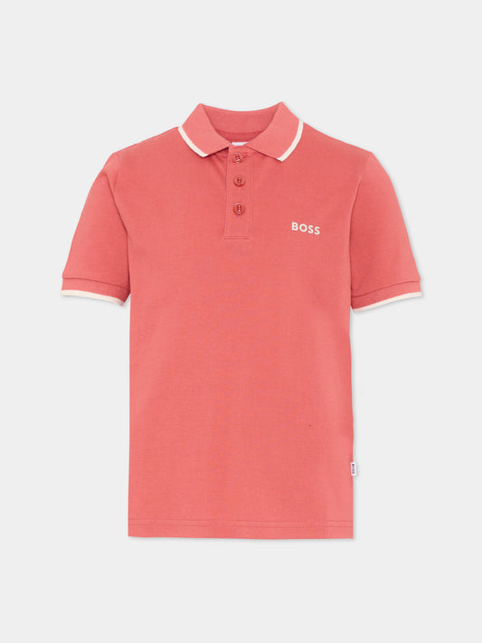 Polo rossa per bambino con logo,Boss,J53169 48B