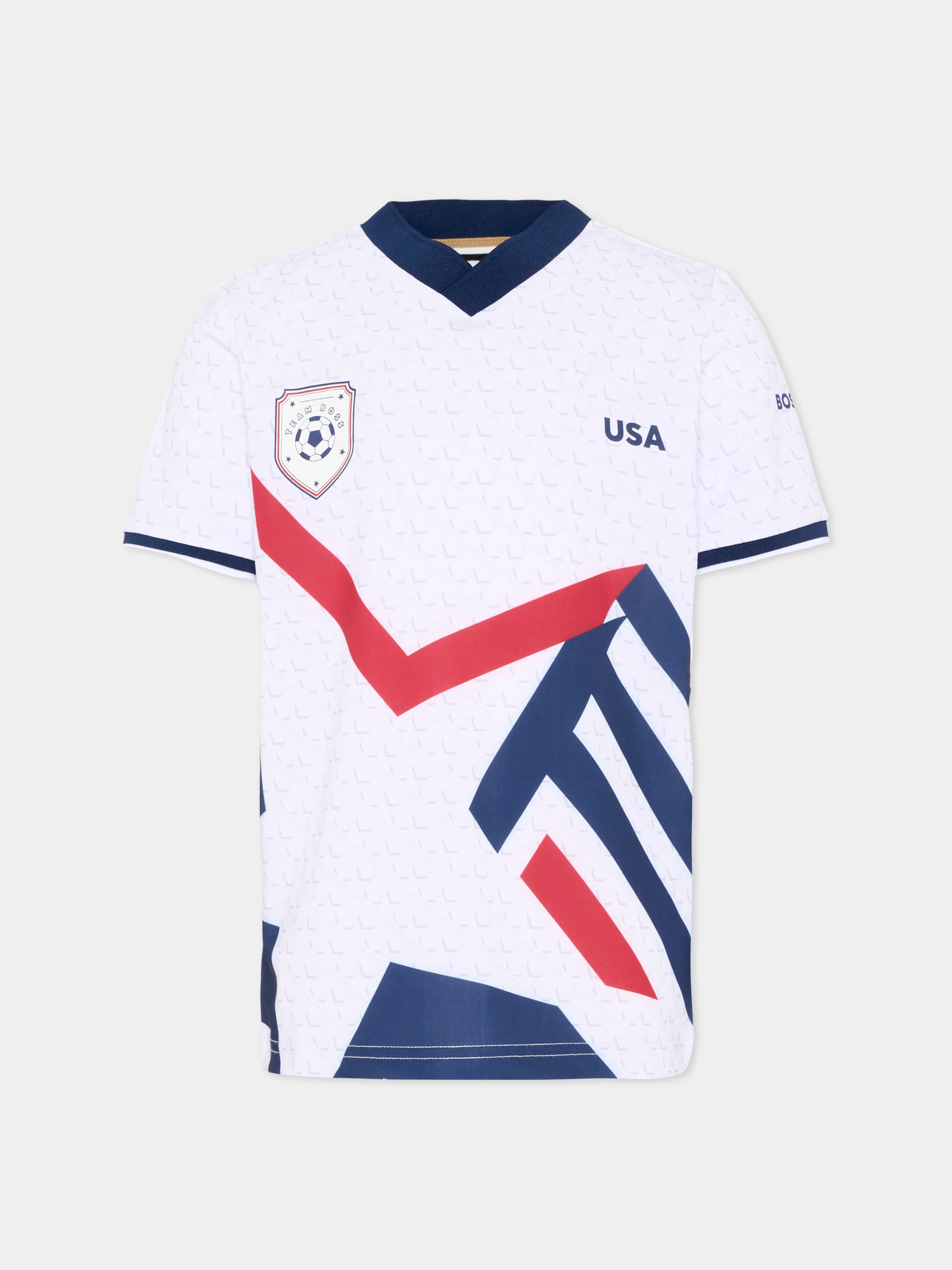 T-Shirt bianca USA per bambino stampa,Boss,J53256 10P