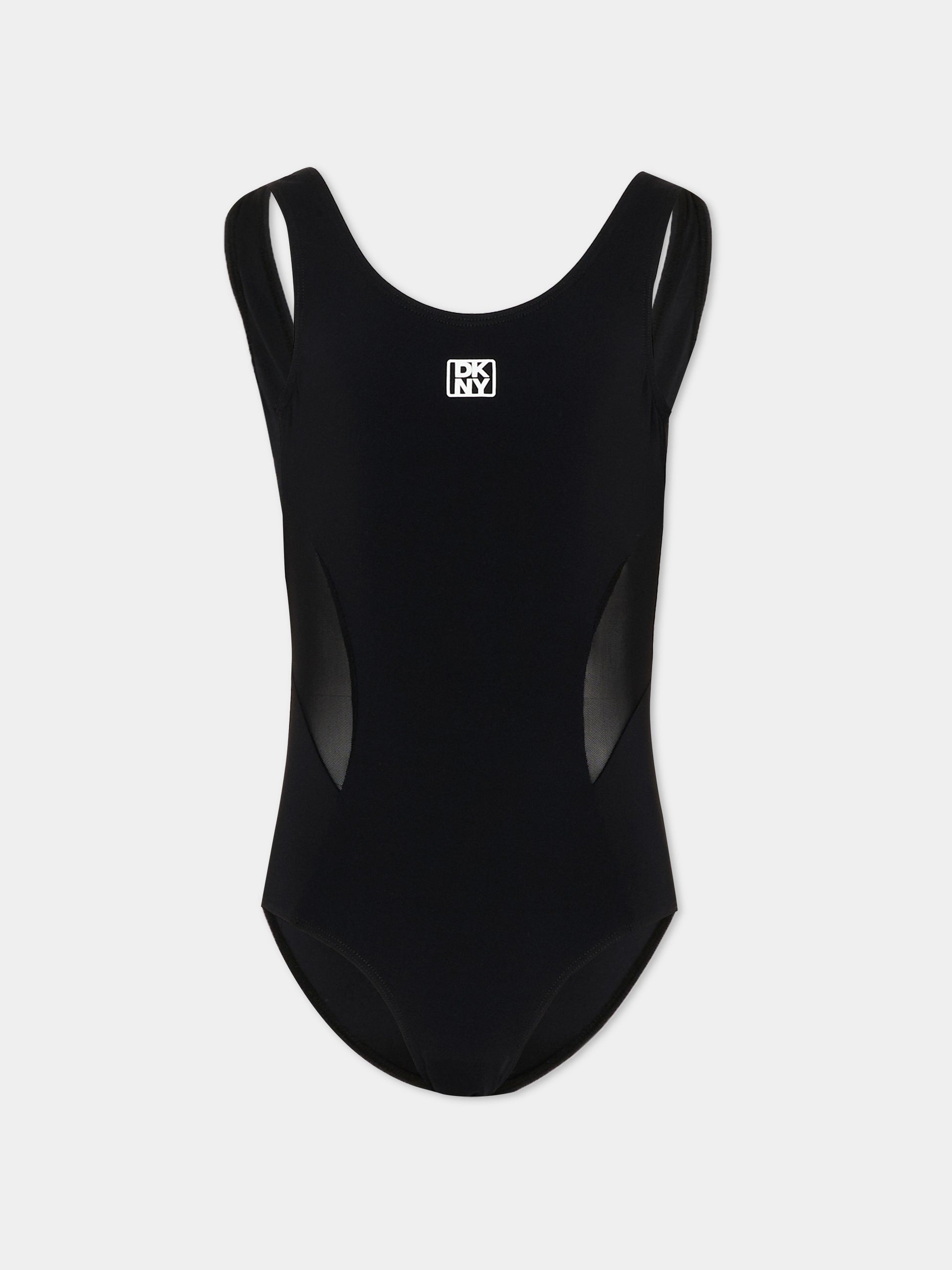 Costume intero nero per bambina con logo,Dkny,D62564 09B