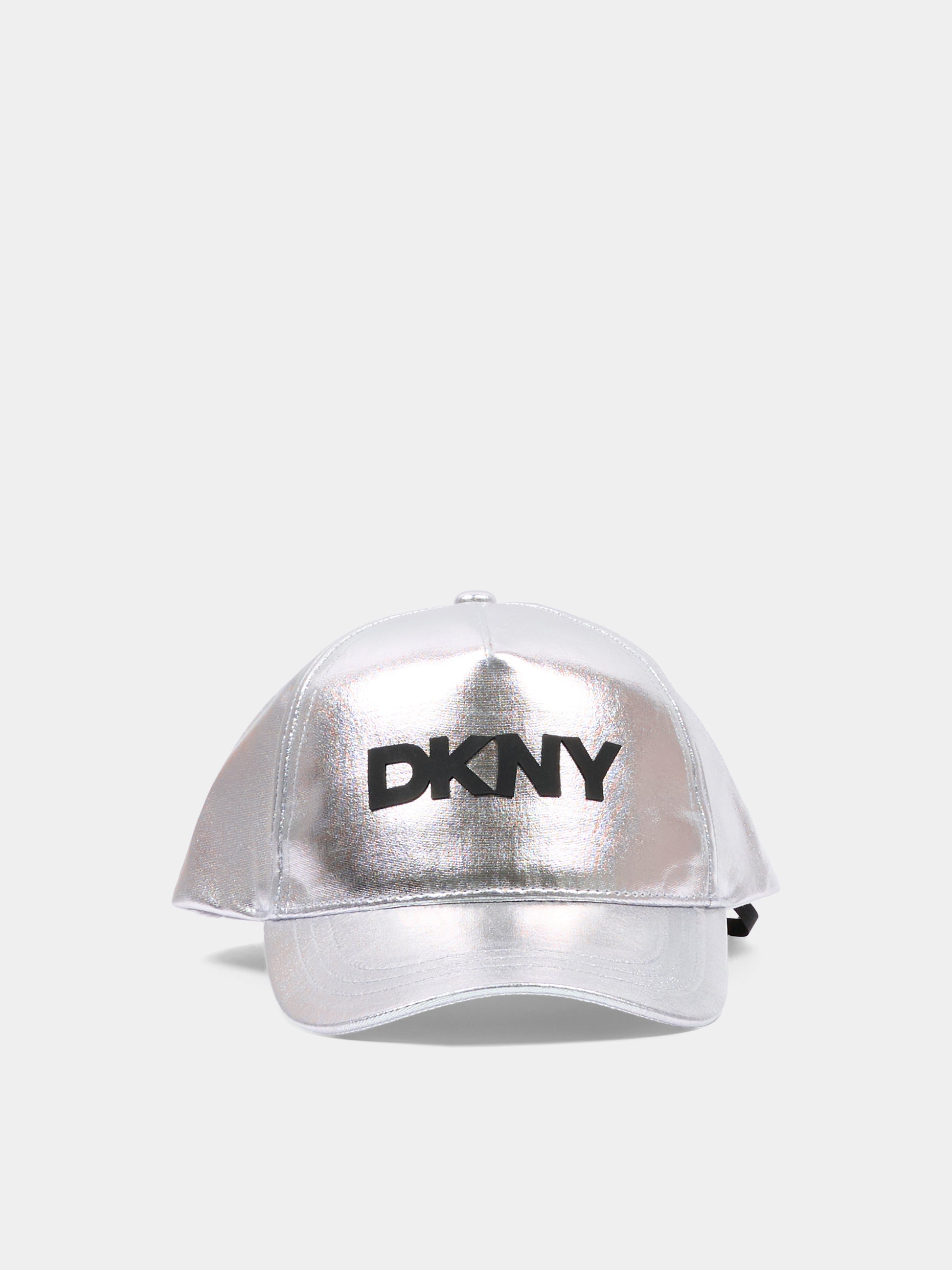 Cappello con visiera argento per bambina logo,Dkny,D62644 016