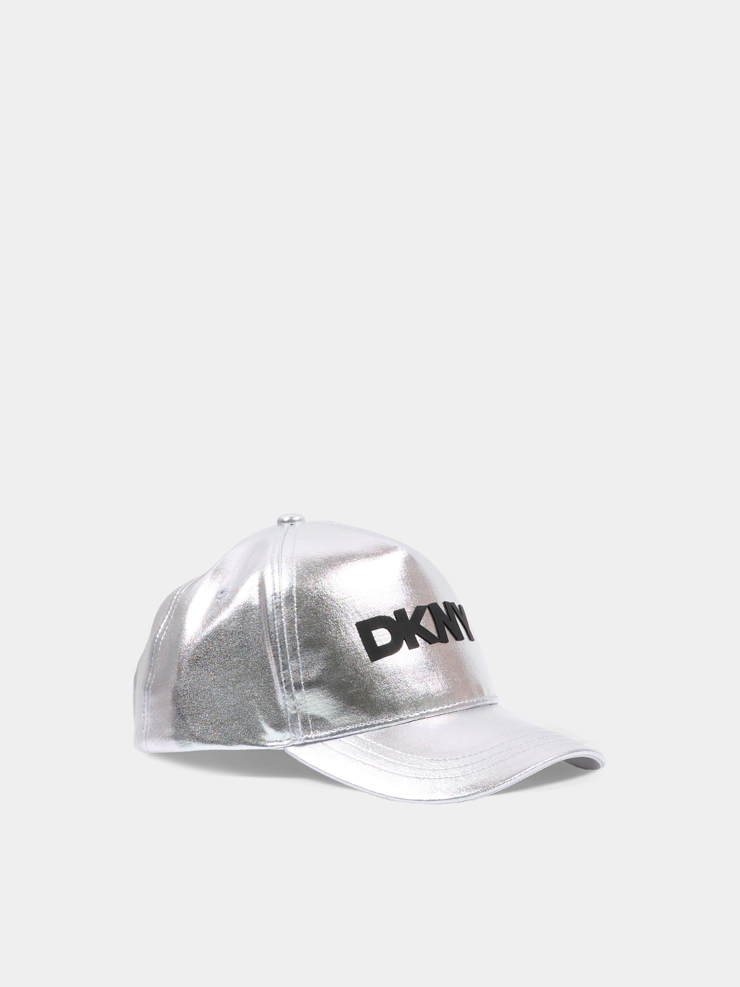 Cappello con visiera argento per bambina logo,Dkny,D62644 016
