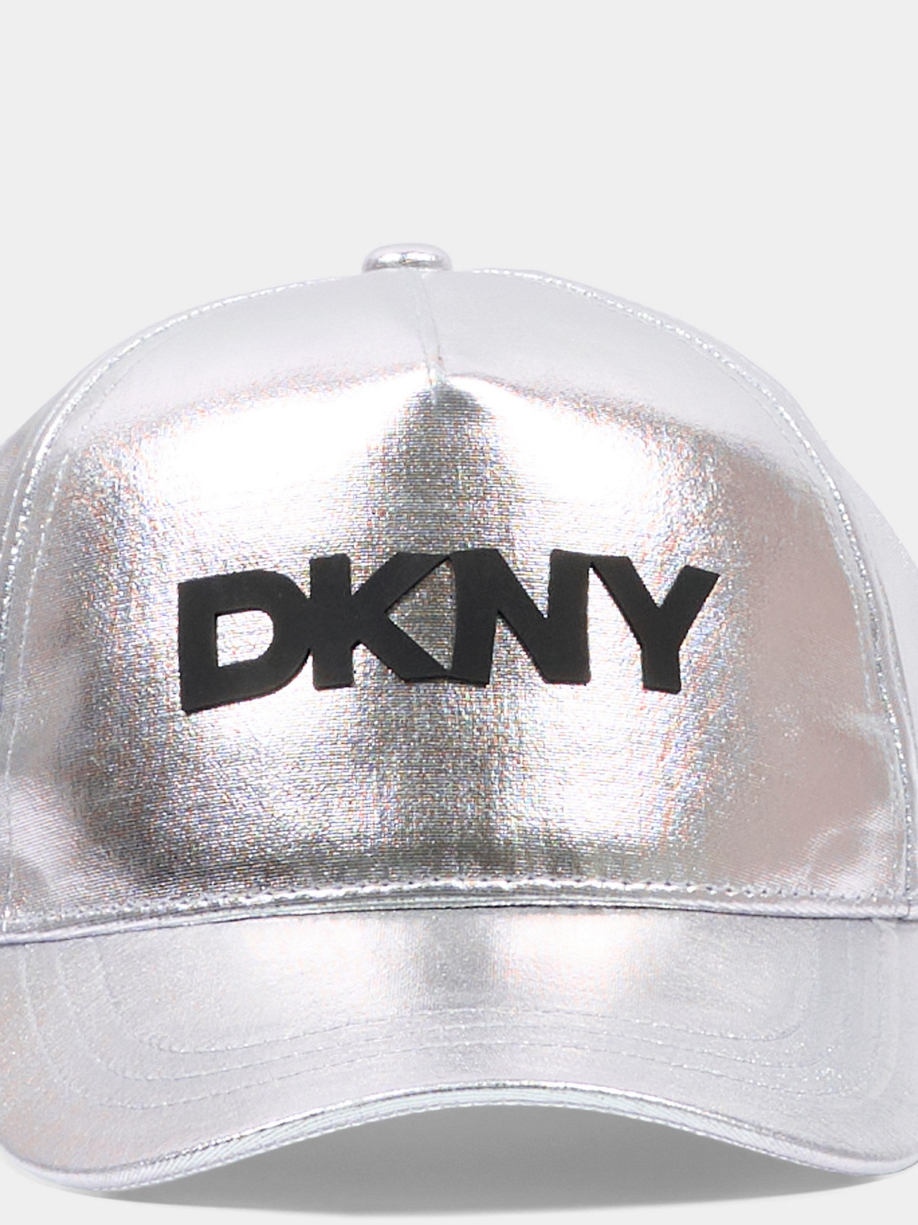 Cappello con visiera argento per bambina logo,Dkny,D62644 016