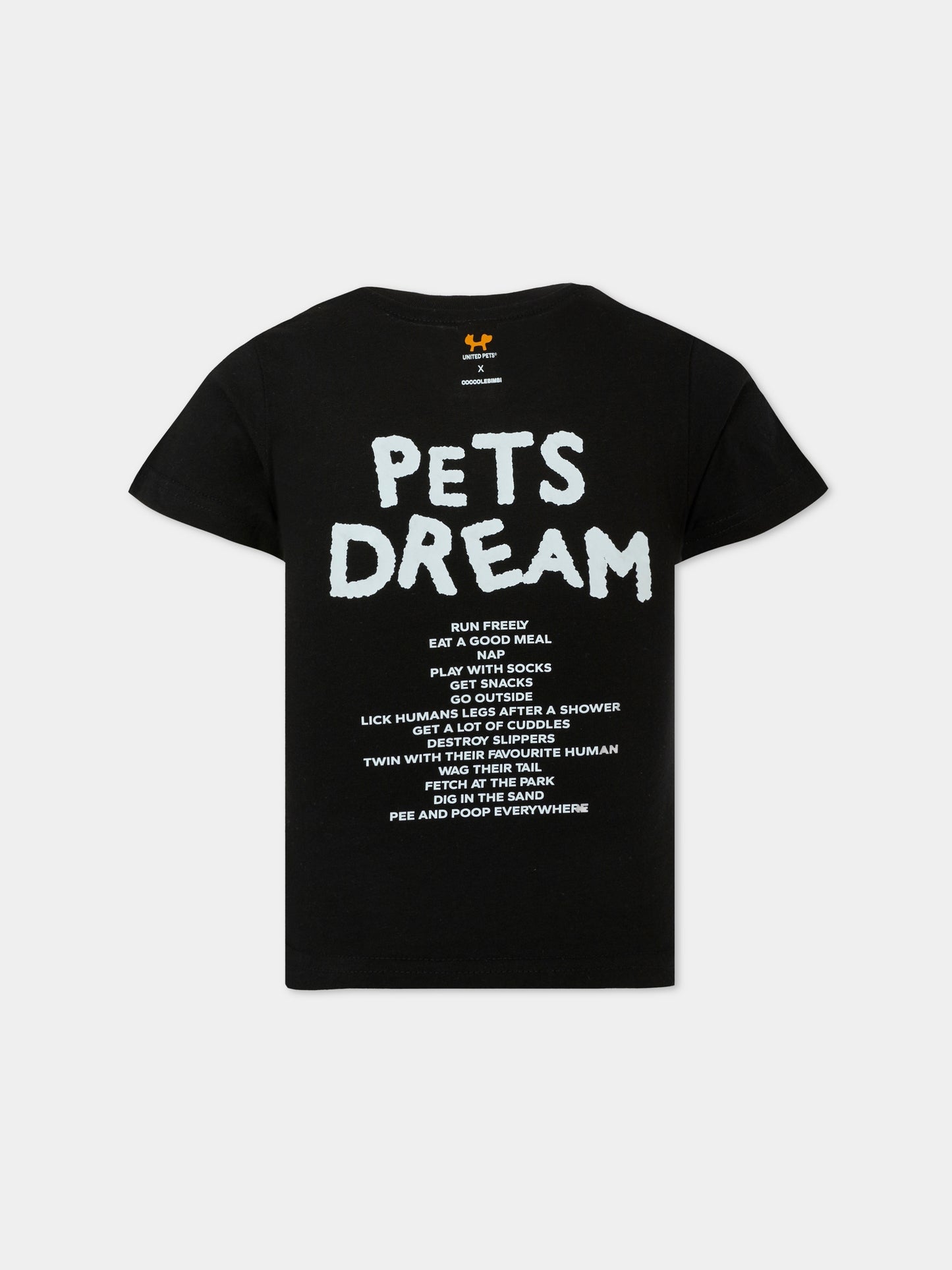 T-shirt nera per bambini Pets Dream,United Pets X Coccolebimbi,T-SHIRT NERA PER BAMBINI PETS DREAM