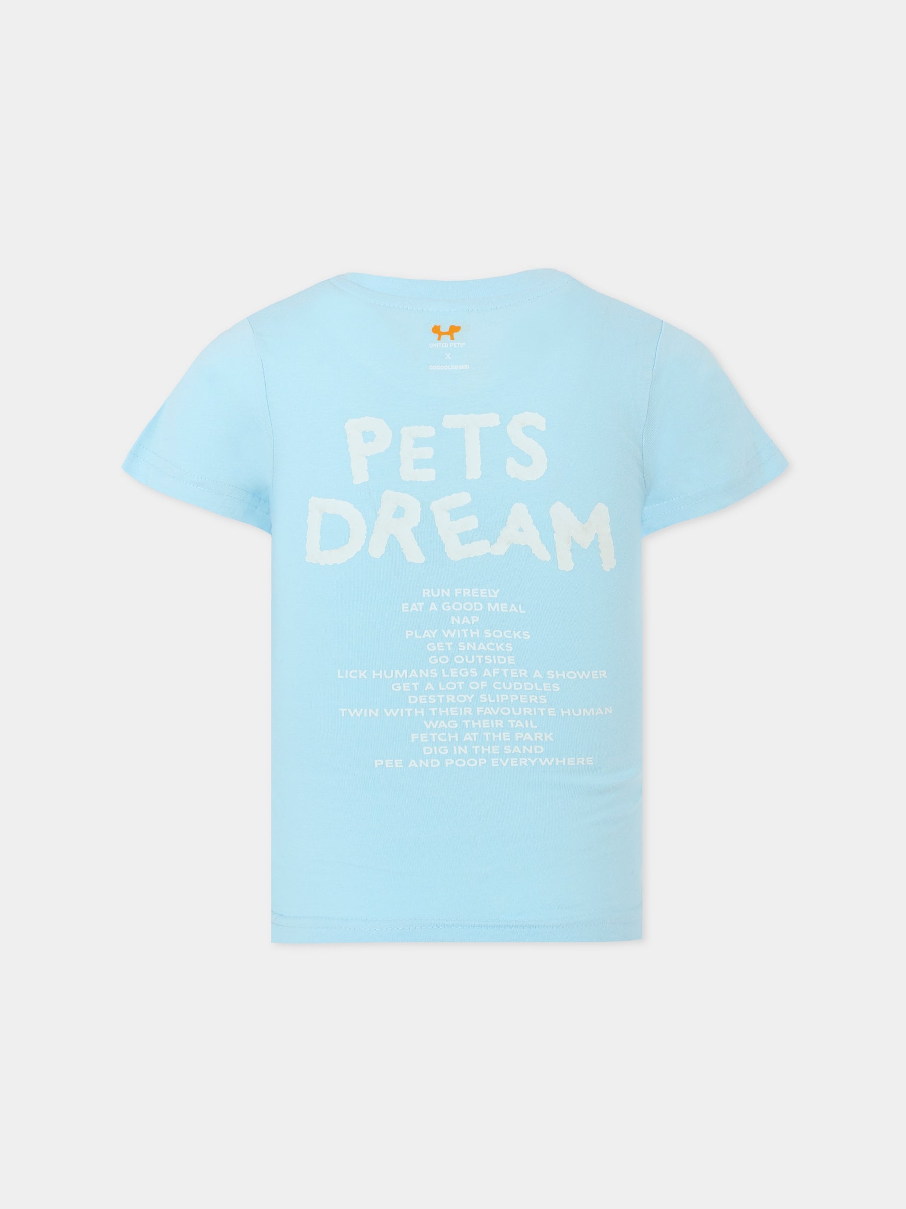 T-shirt celeste per bambini Pets Dream,United Pets X Coccolebimbi,T-SHIRT CELESTE PER BAMBINI PETS DREAM