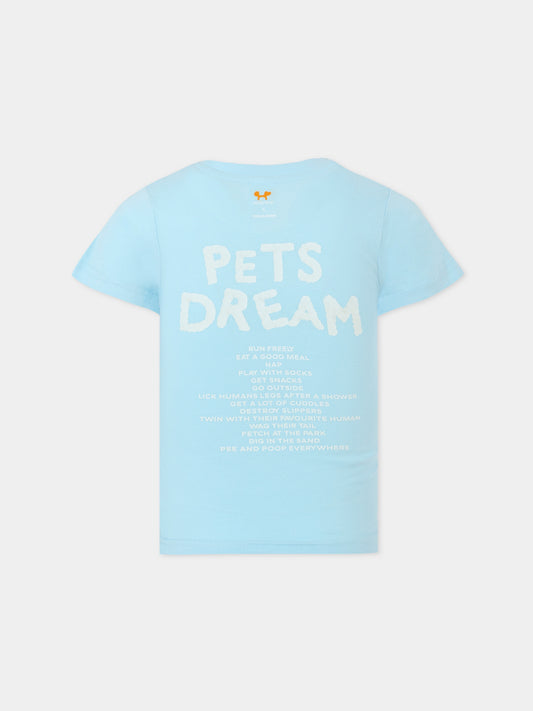 T-shirt celeste per bambini Pets Dream,United Pets X Coccolebimbi,T-SHIRT CELESTE PER BAMBINI PETS DREAM