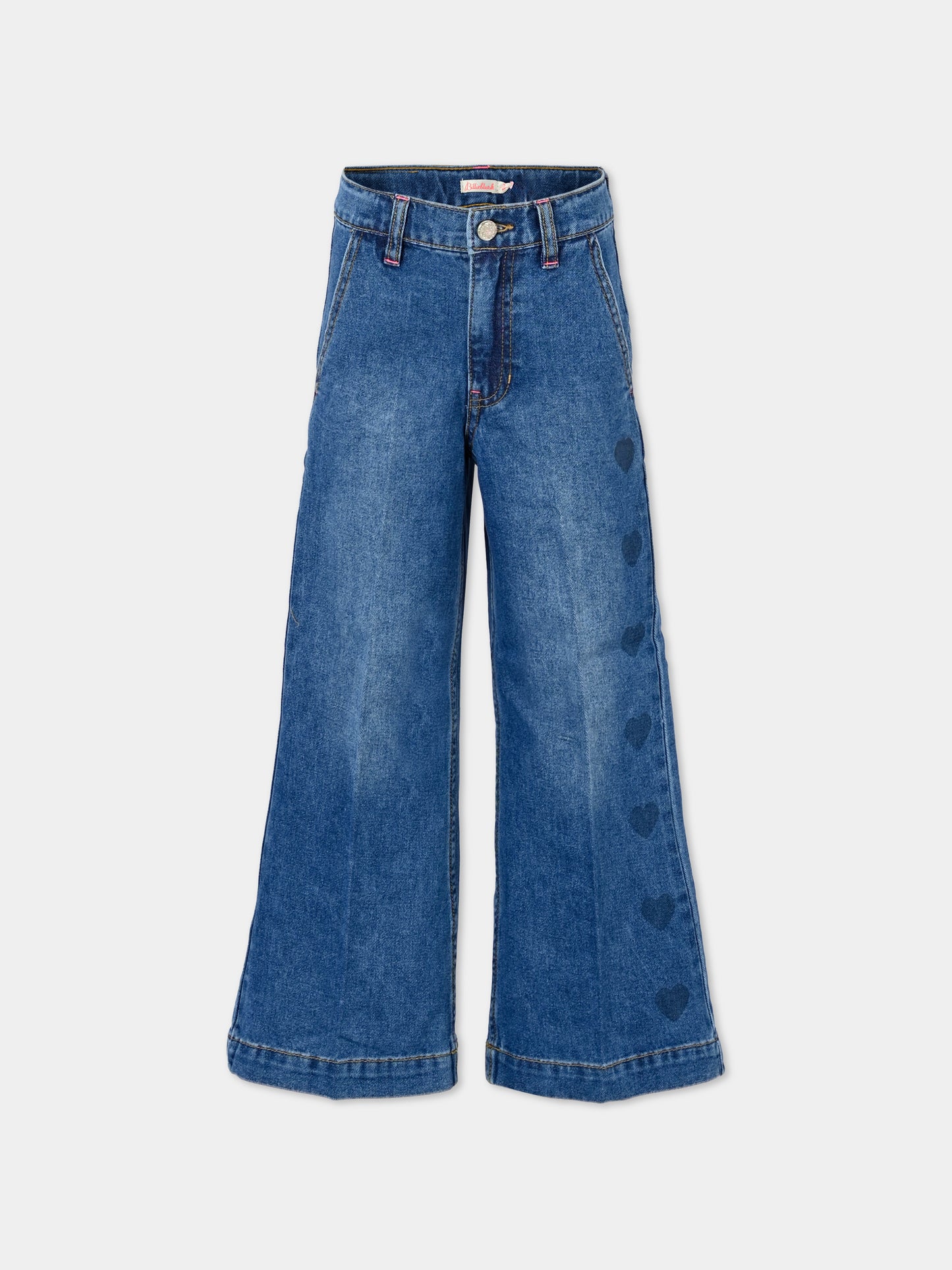 Jeans denim per bambina con cuori,Billieblush,U20450 Z18