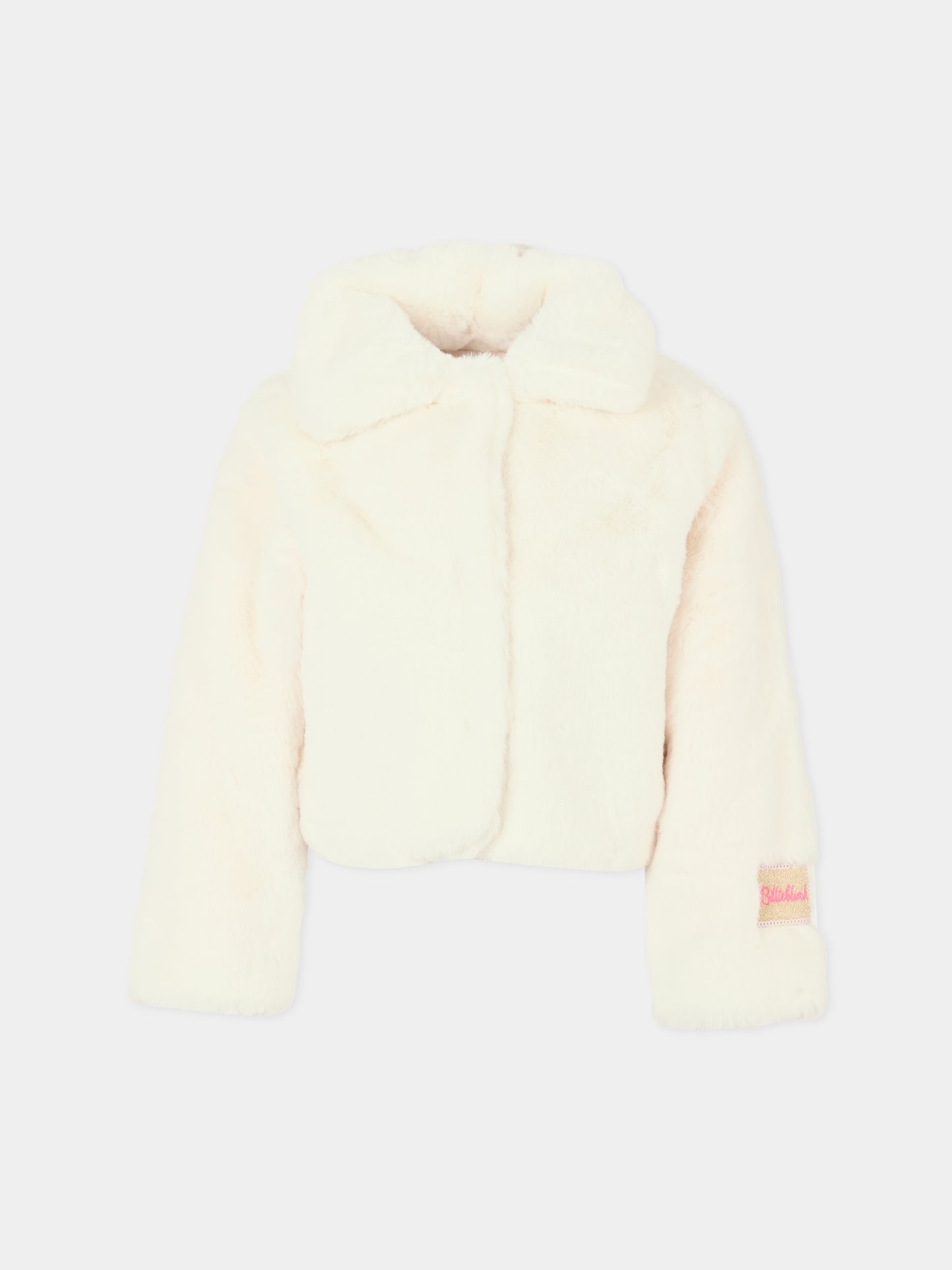 Ecopelliccia avorio per bambina con patch,Billieblush,U20545 121