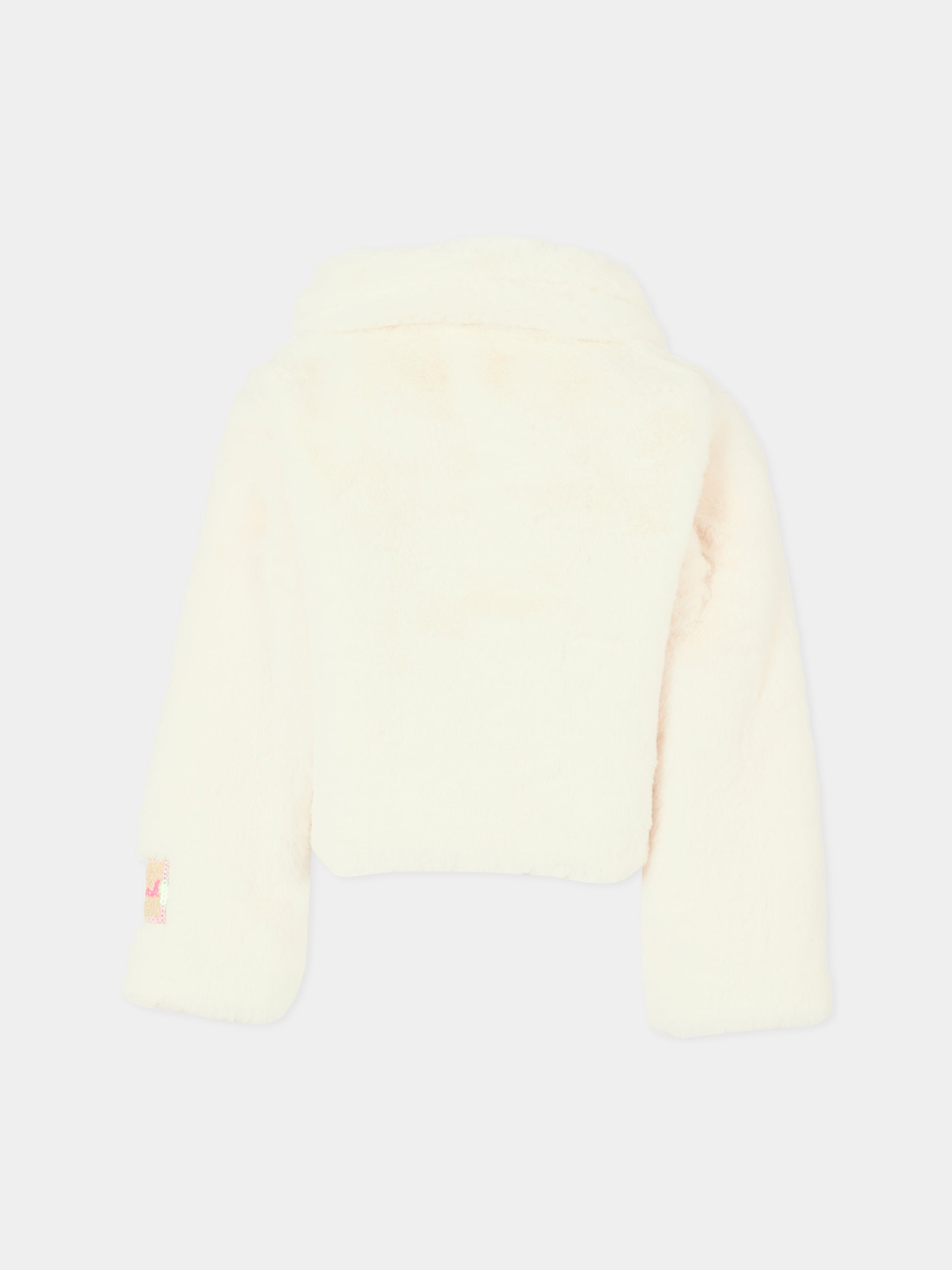 Ecopelliccia avorio per bambina con patch,Billieblush,U20545 121