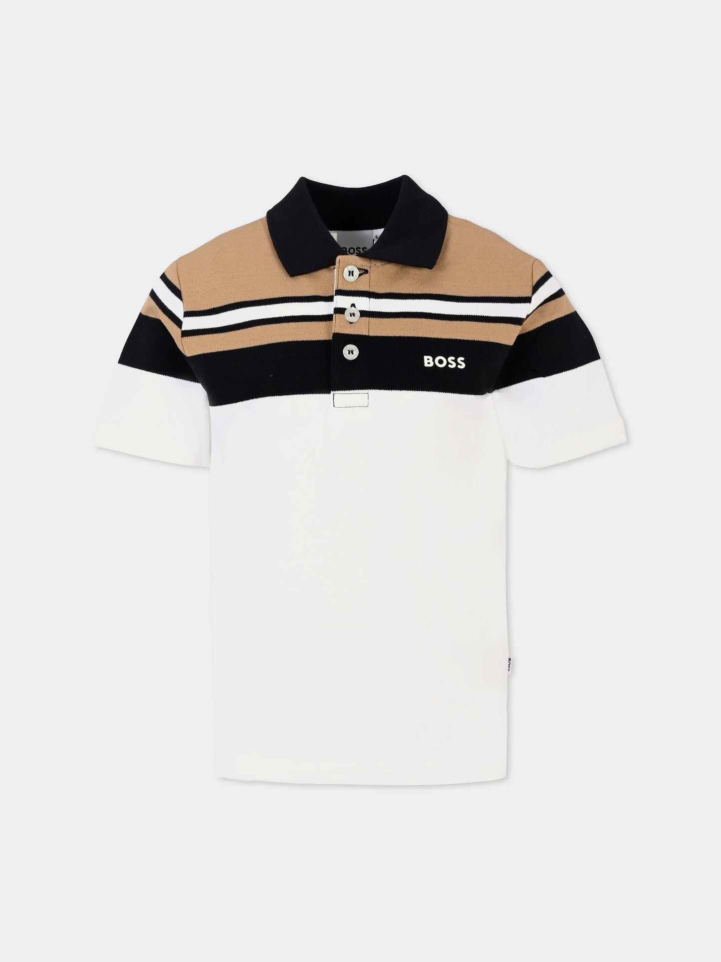 Polo bianca per bambino con logo,Boss,J51173 10P