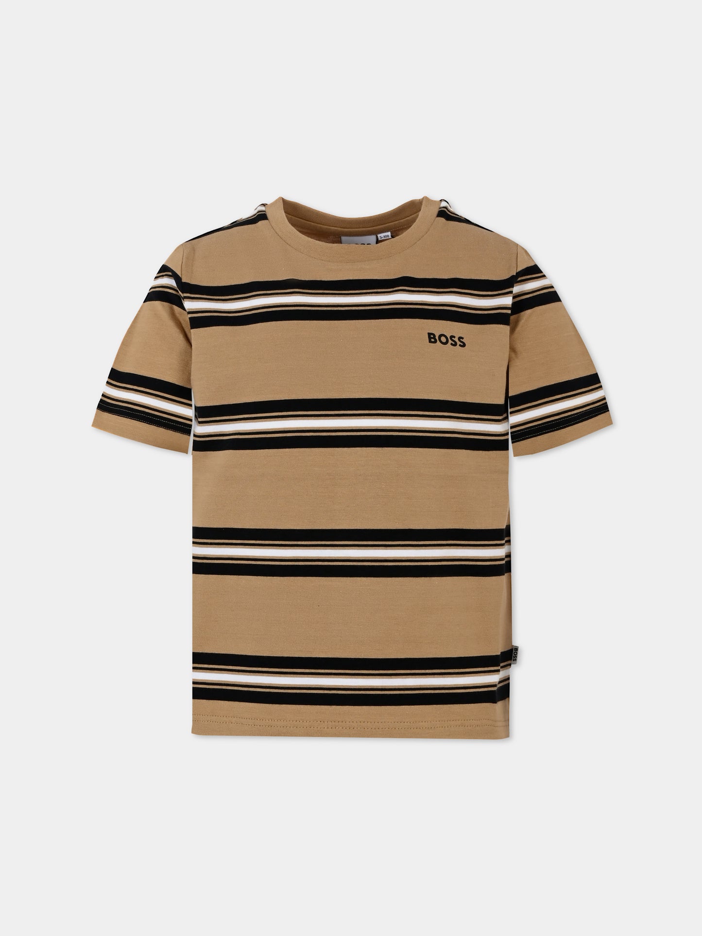 T-shirt beige per bambino con logo,Boss,J51207 269