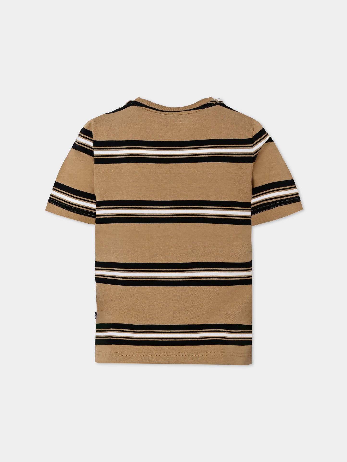 T-shirt beige per bambino con logo,Boss,J51207 269