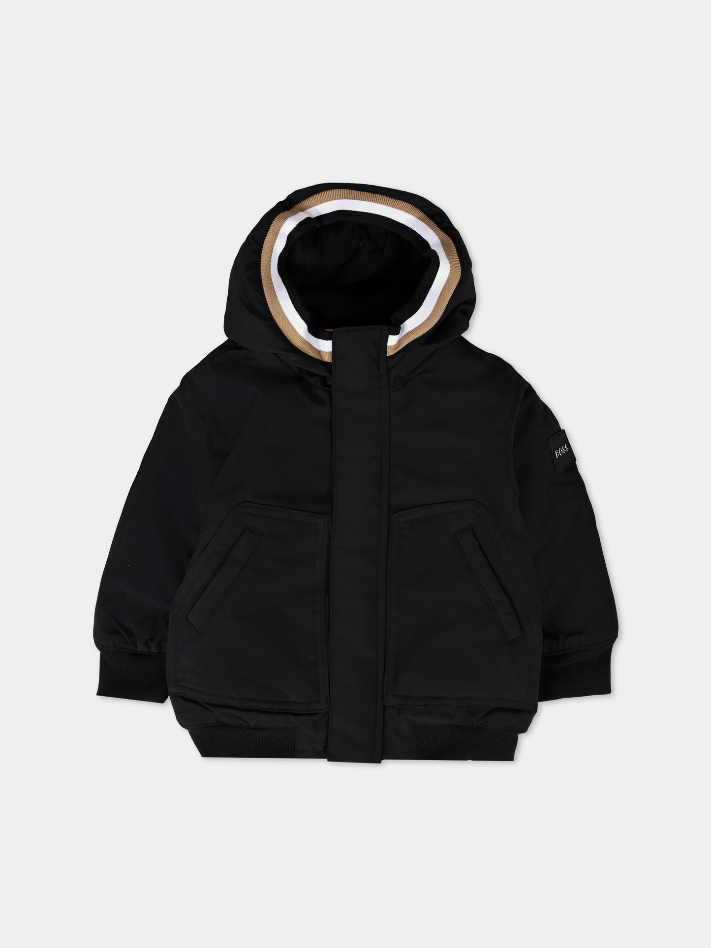 Piumino nero per neonato con logo,Boss,J51251 09B