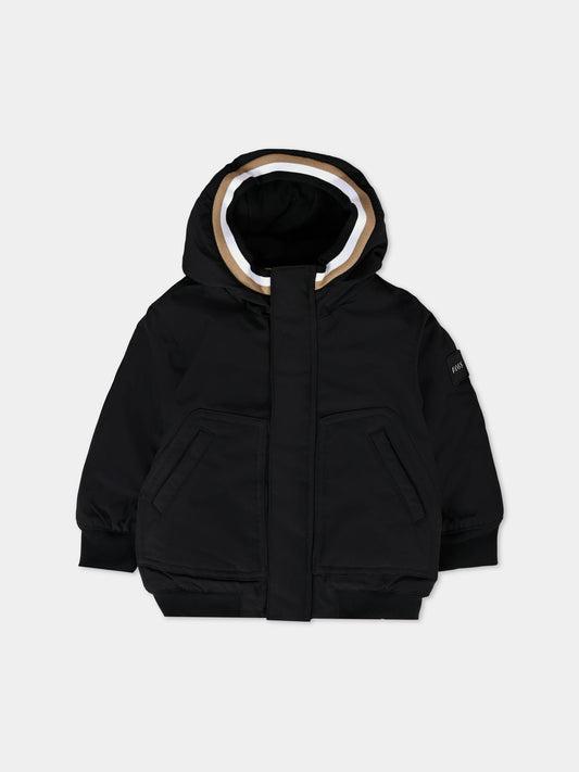 Piumino nero per neonato con logo,Boss,J51251 09B