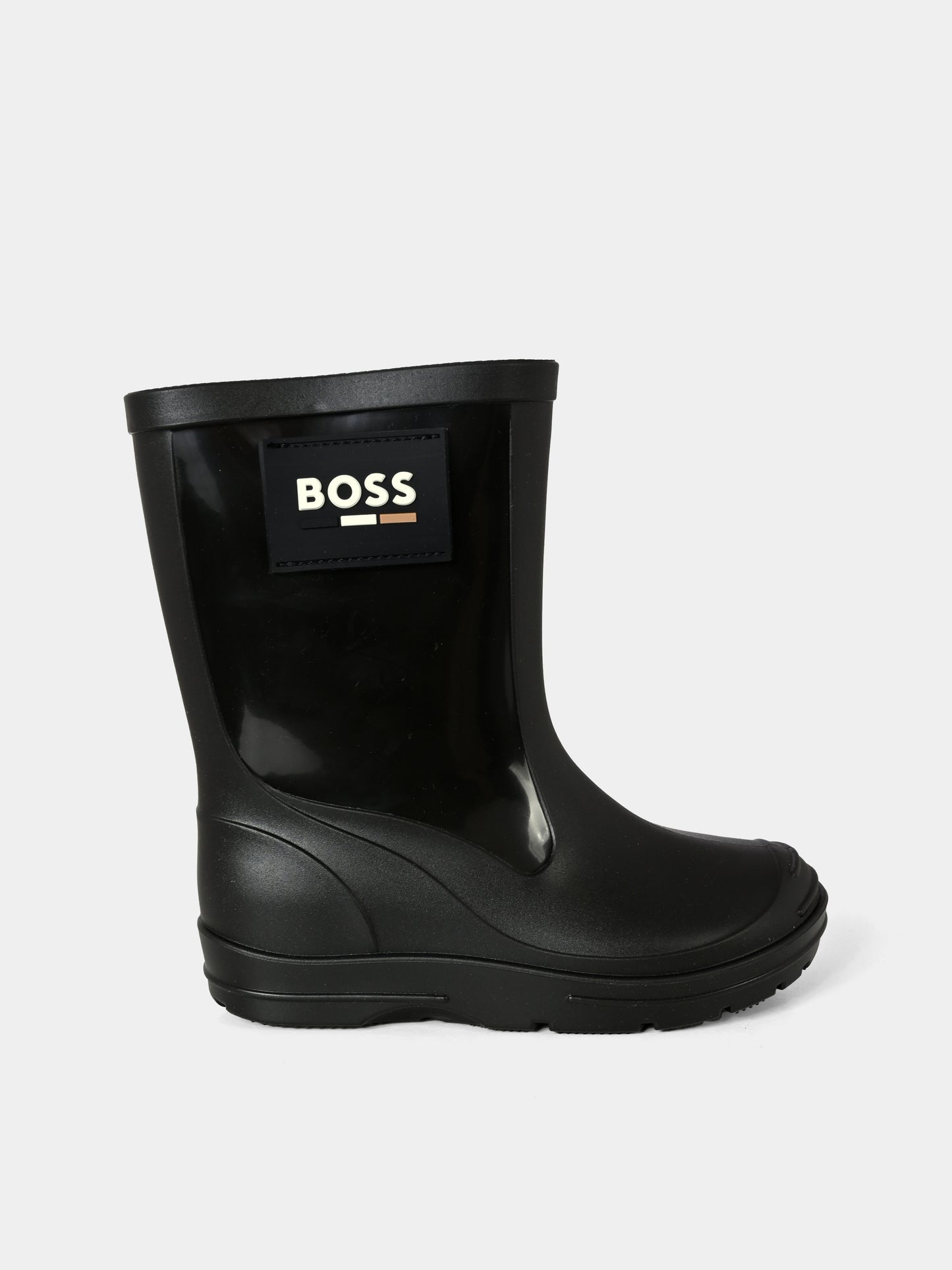 Stivali da pioggia neri per bambino con patch,Boss,J51338 09B