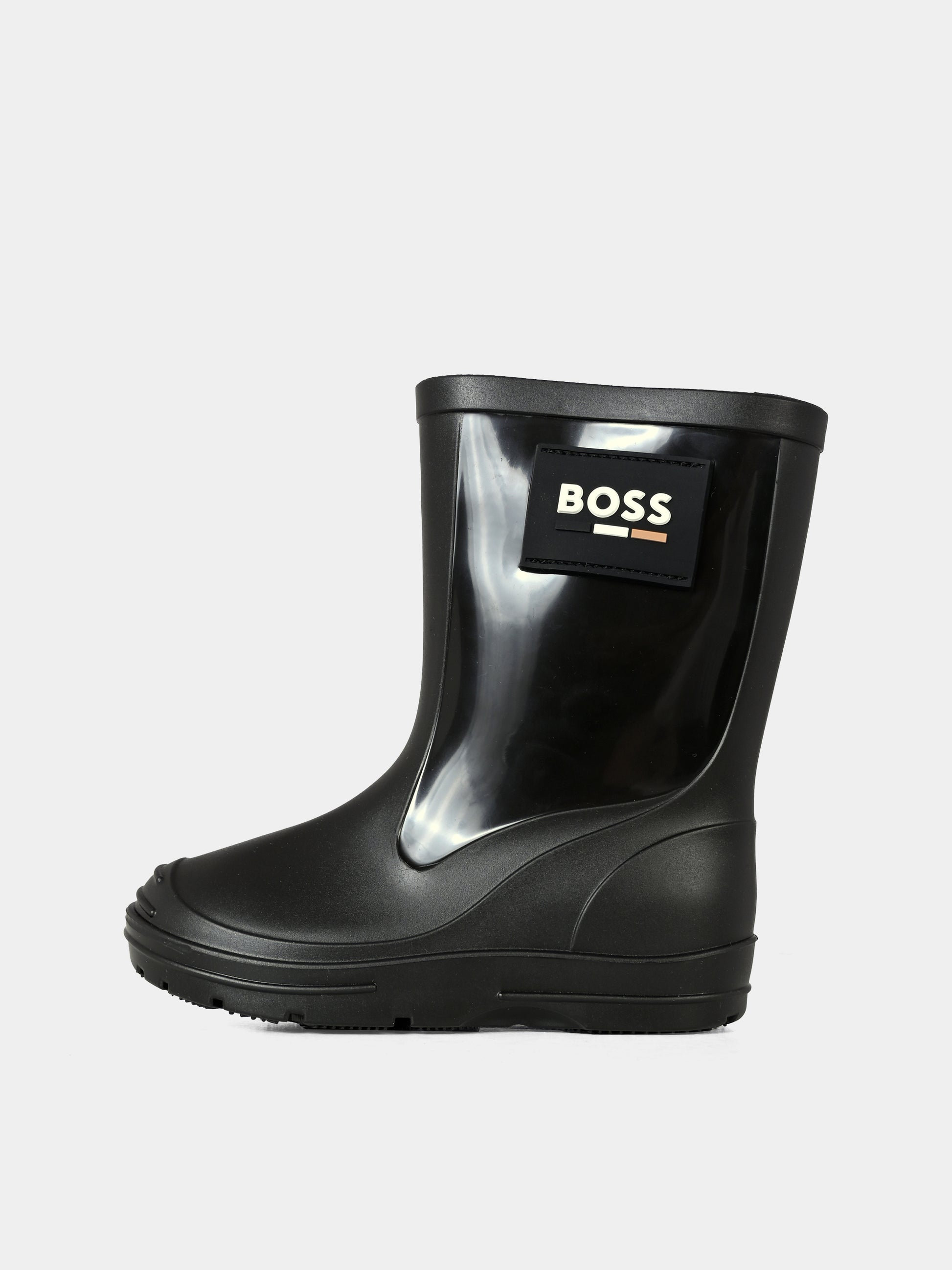 Stivali da pioggia neri per bambino con patch,Boss,J51338 09B