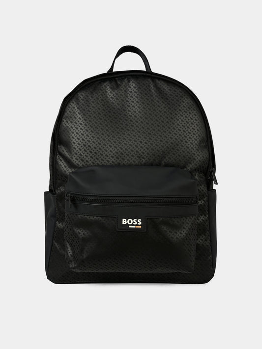Zaino nero per bambino con logo,Boss,J51582 09B