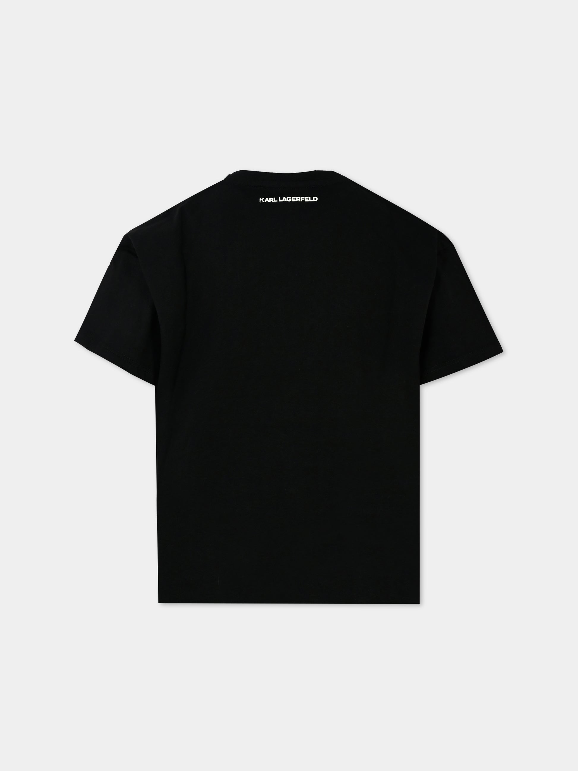 T-shirt nera per bambina con logo,Karl Lagerfeld Kids,Z30212 09B