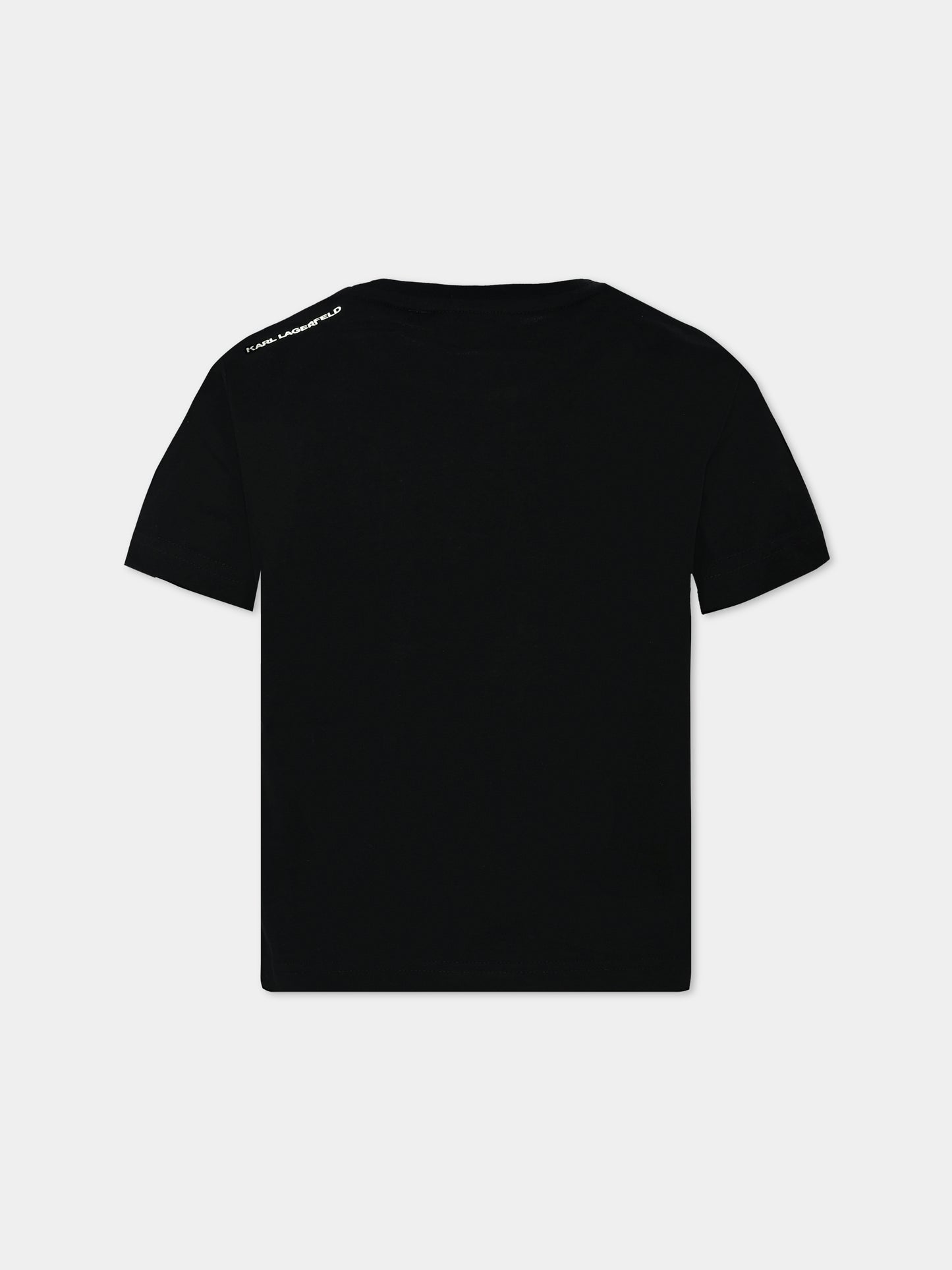 T-shirt nera per bambini con logo,Karl Lagerfeld Kids,Z30235 09B