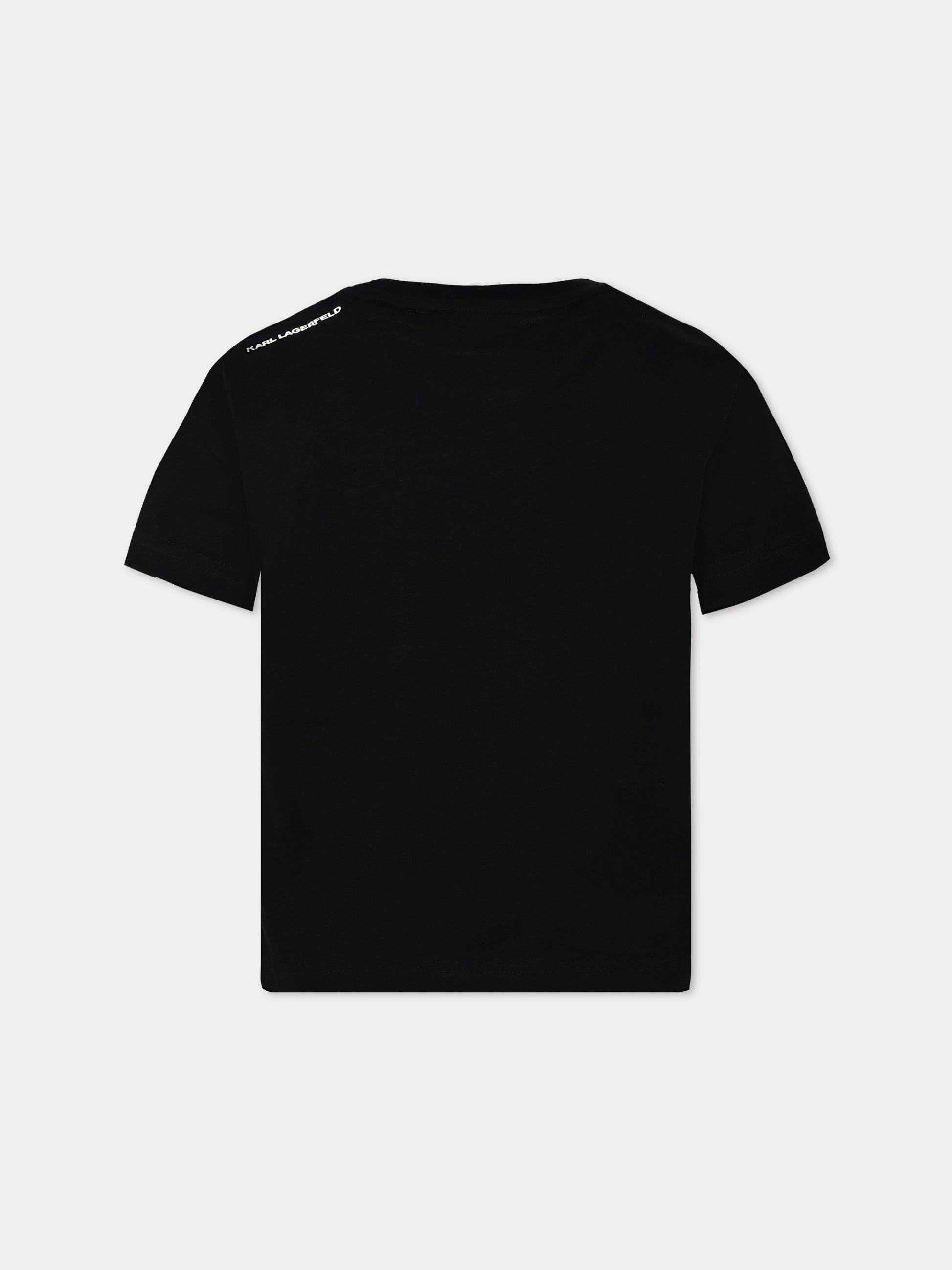 T-shirt nera per bambini con logo,Karl Lagerfeld Kids,Z30235 09B