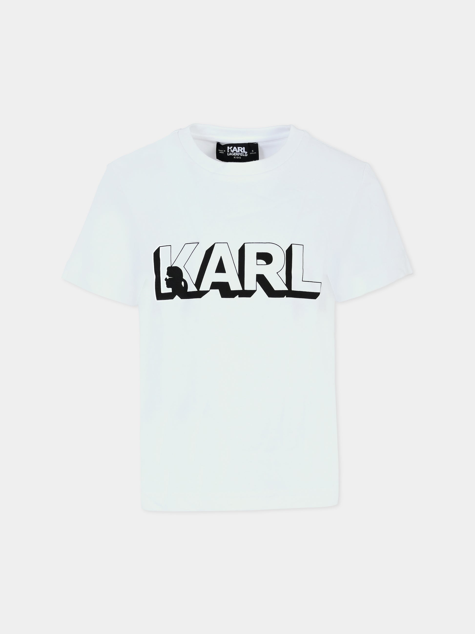 T-shirt bianca per bambini con logo,Karl Lagerfeld Kids,Z30254 10P