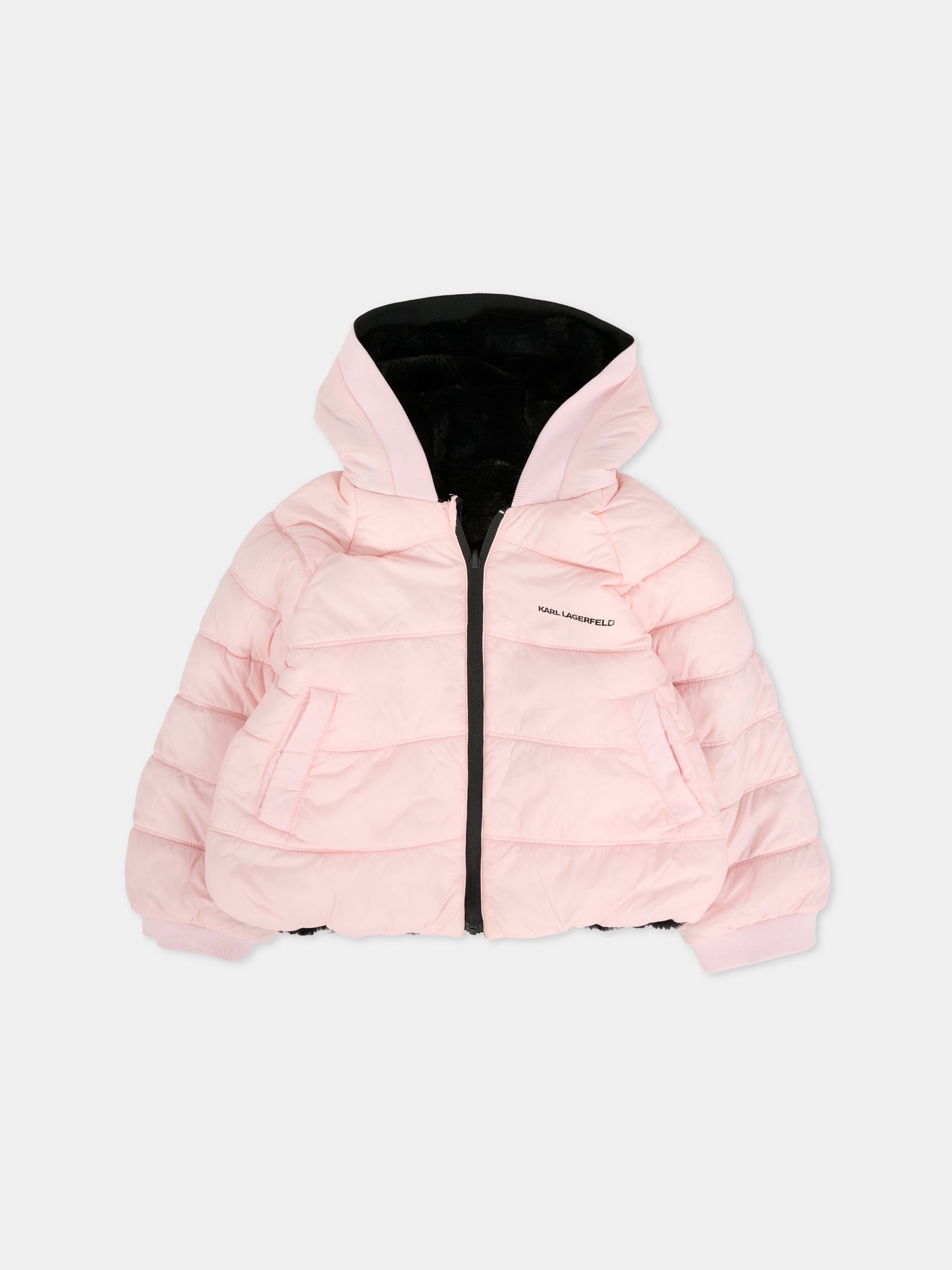 Piumino rosa per bambina con logo,Karl Lagerfeld Kids,Z30286 S90