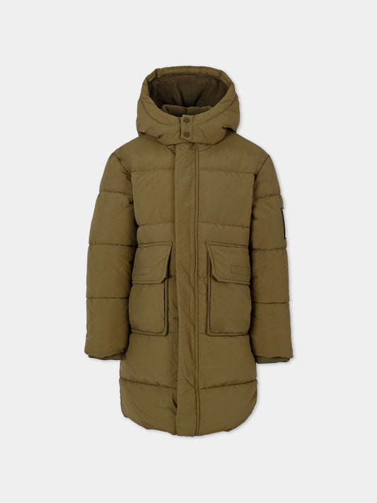 Piumino verde per bambino con patch,Timberland,T60281 64J