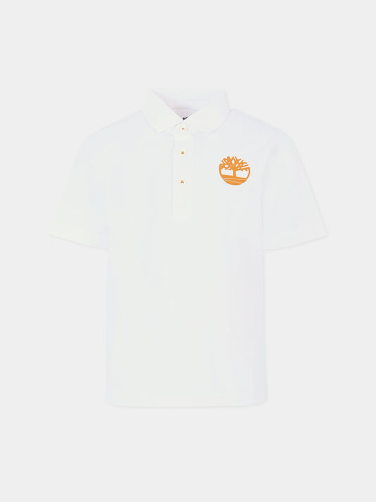 Polo bianca per bambino con logo,Timberland,T60310 10P