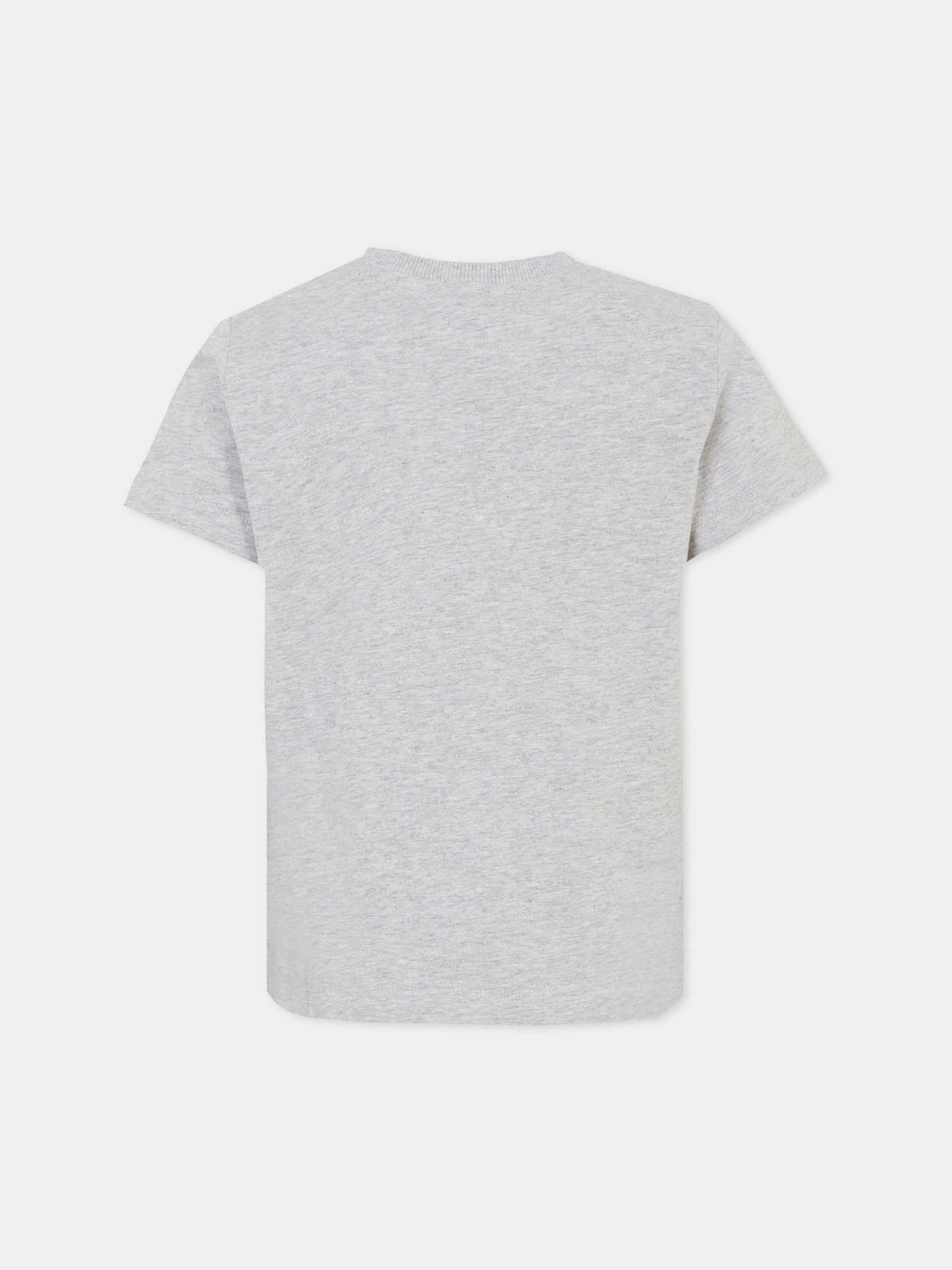 T-shirt grigia per bambini con patch Teddy Bear,Moschino Kids,H5M04K LAA02 60926