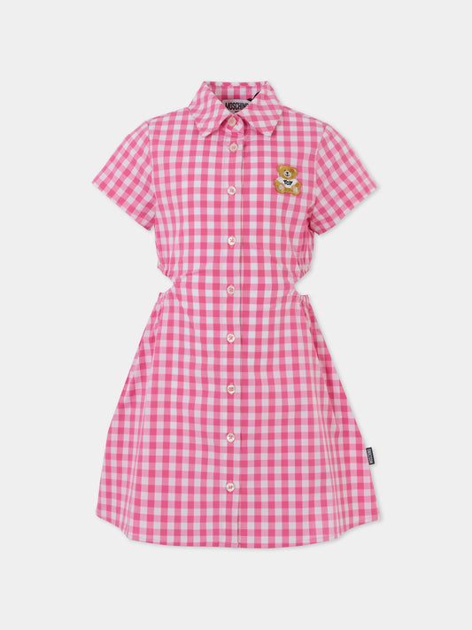 Vestito rosa per bambina con Teddy Bear,Moschino Kids,HDV0G0 LME04 83541