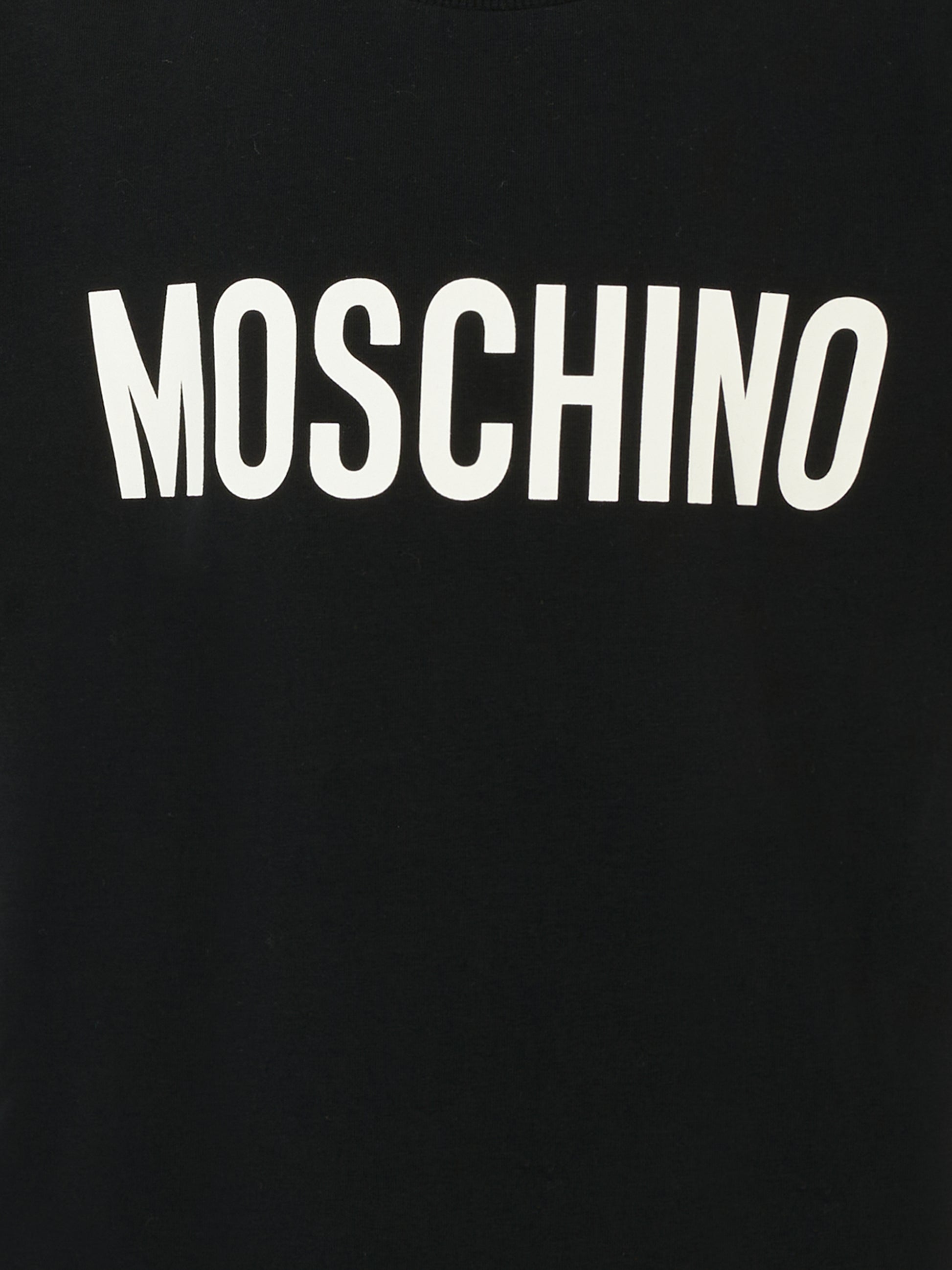 Vestito nero per bambina con logo,Moschino Kids,HDV0GN LBA10 60100