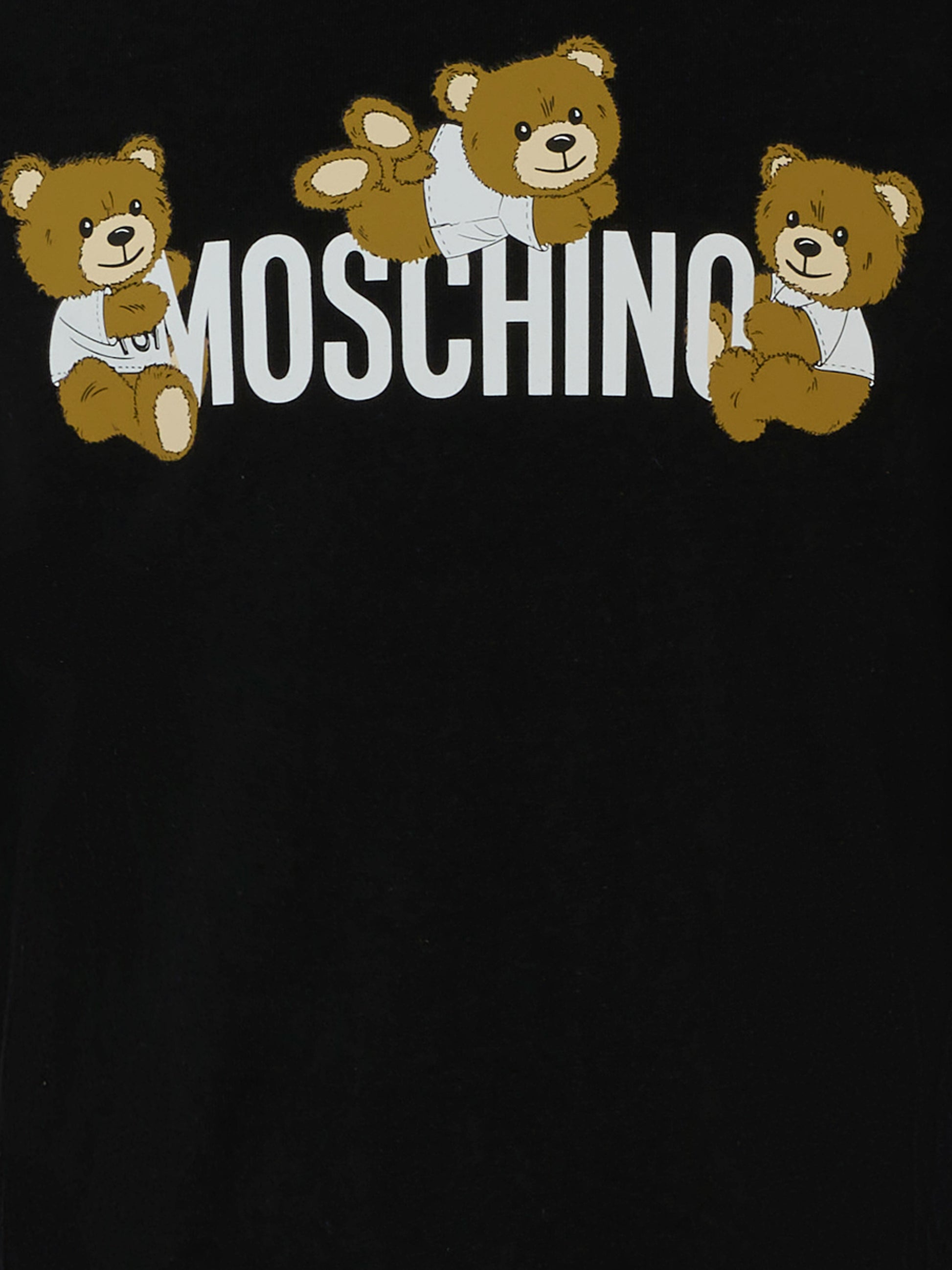 T-shirt nera per bambini con tre Teddy Bear,Moschino Kids,HSO00J LAA03 60100