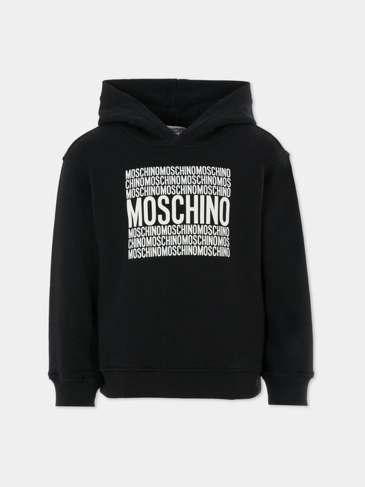 Felpa nera per bambini con logo,Moschino Kids,HUF08T LCA74 60100