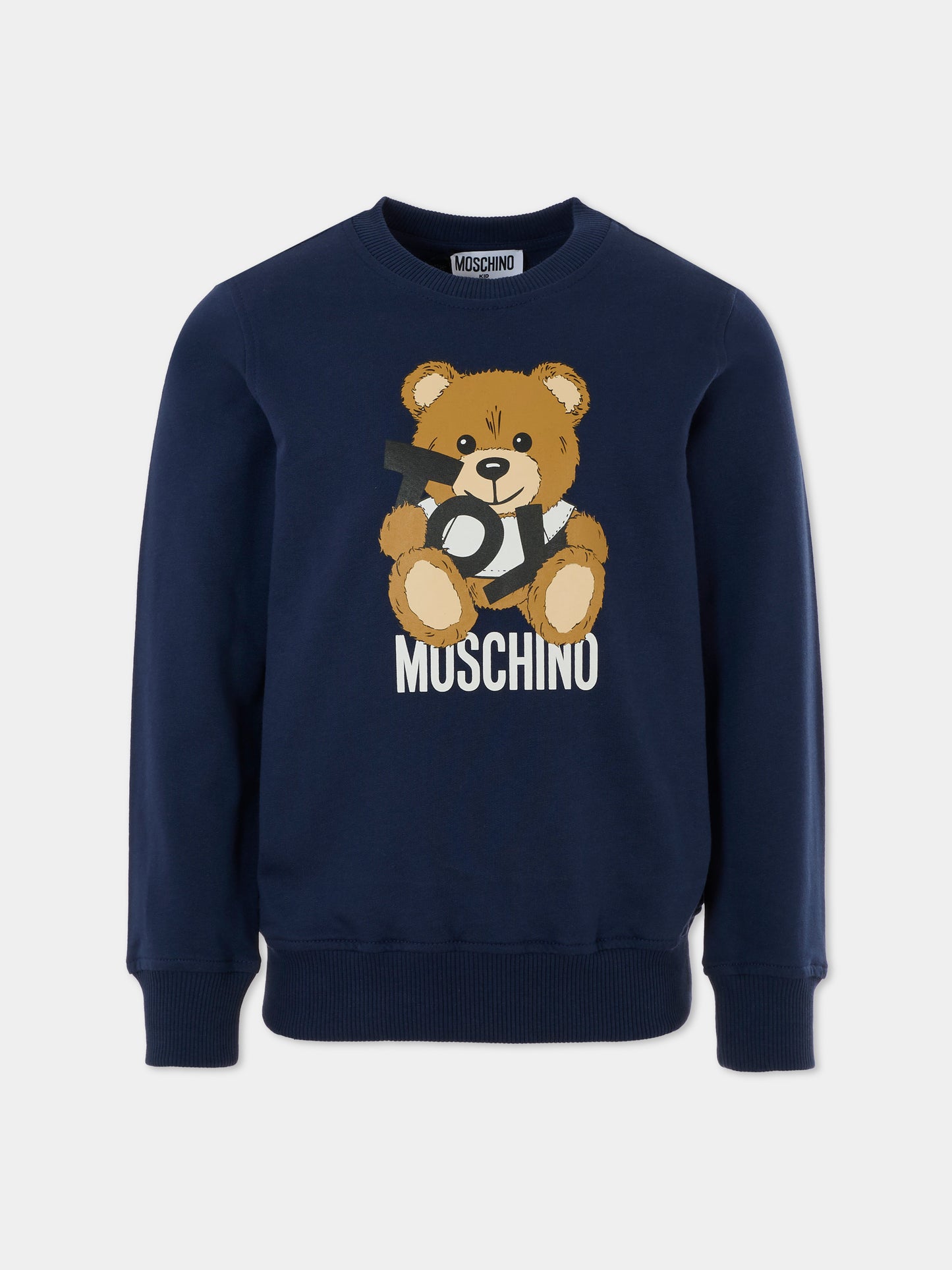 Felpa blu per bambino con Teddy Bear,Moschino Kids,HUF08V LCA19 40016