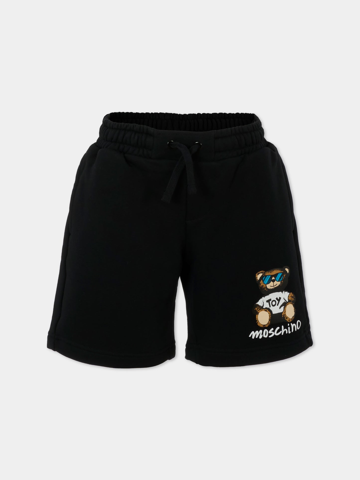 Shorts neri per bambino con Teddy Bear,Moschino Kids,HUQ02E LCA32 60100