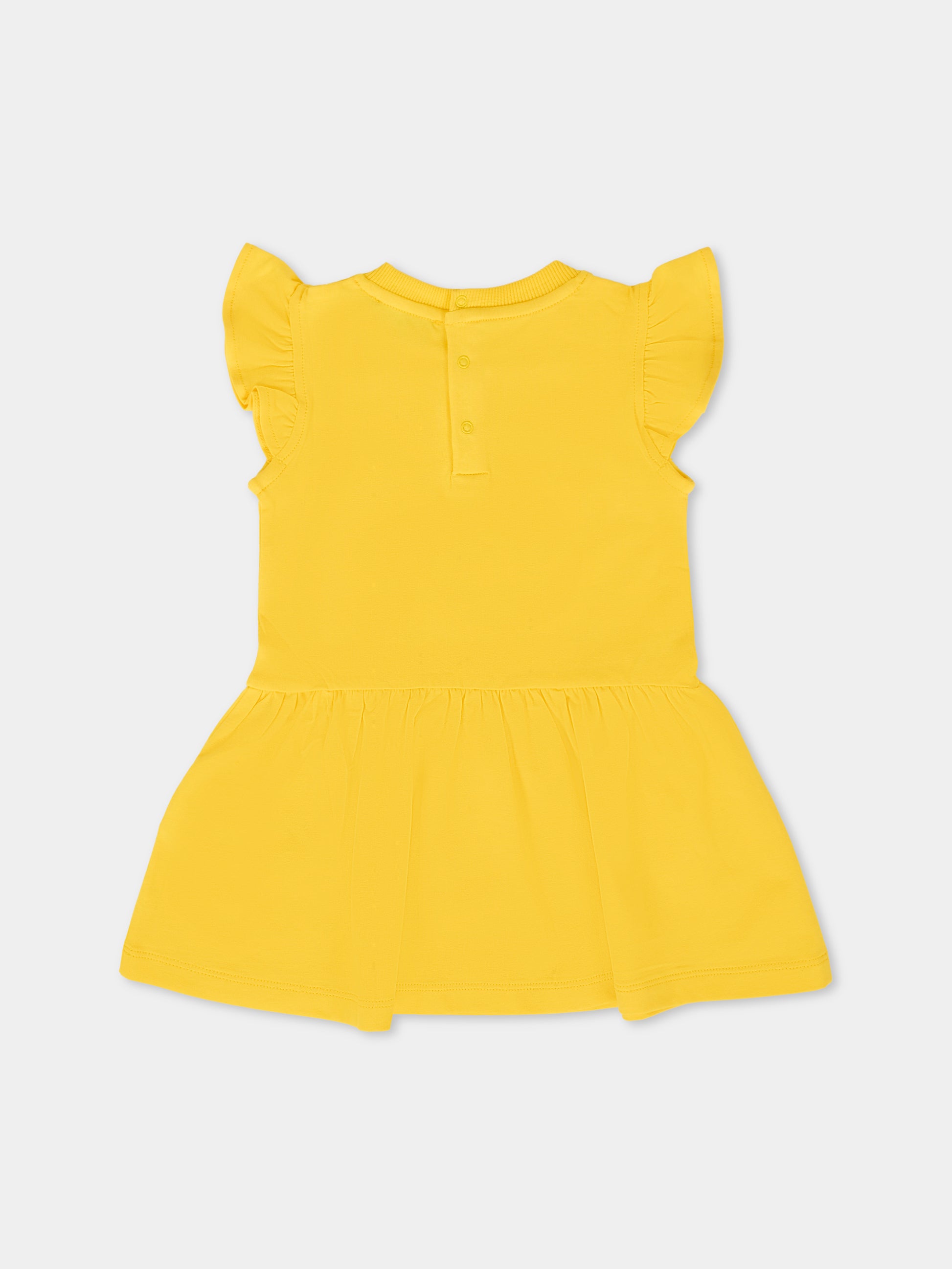 Vestito giallo per neonata con Teddy Bear,Moschino Kids,MDV0BU LBA10 50577