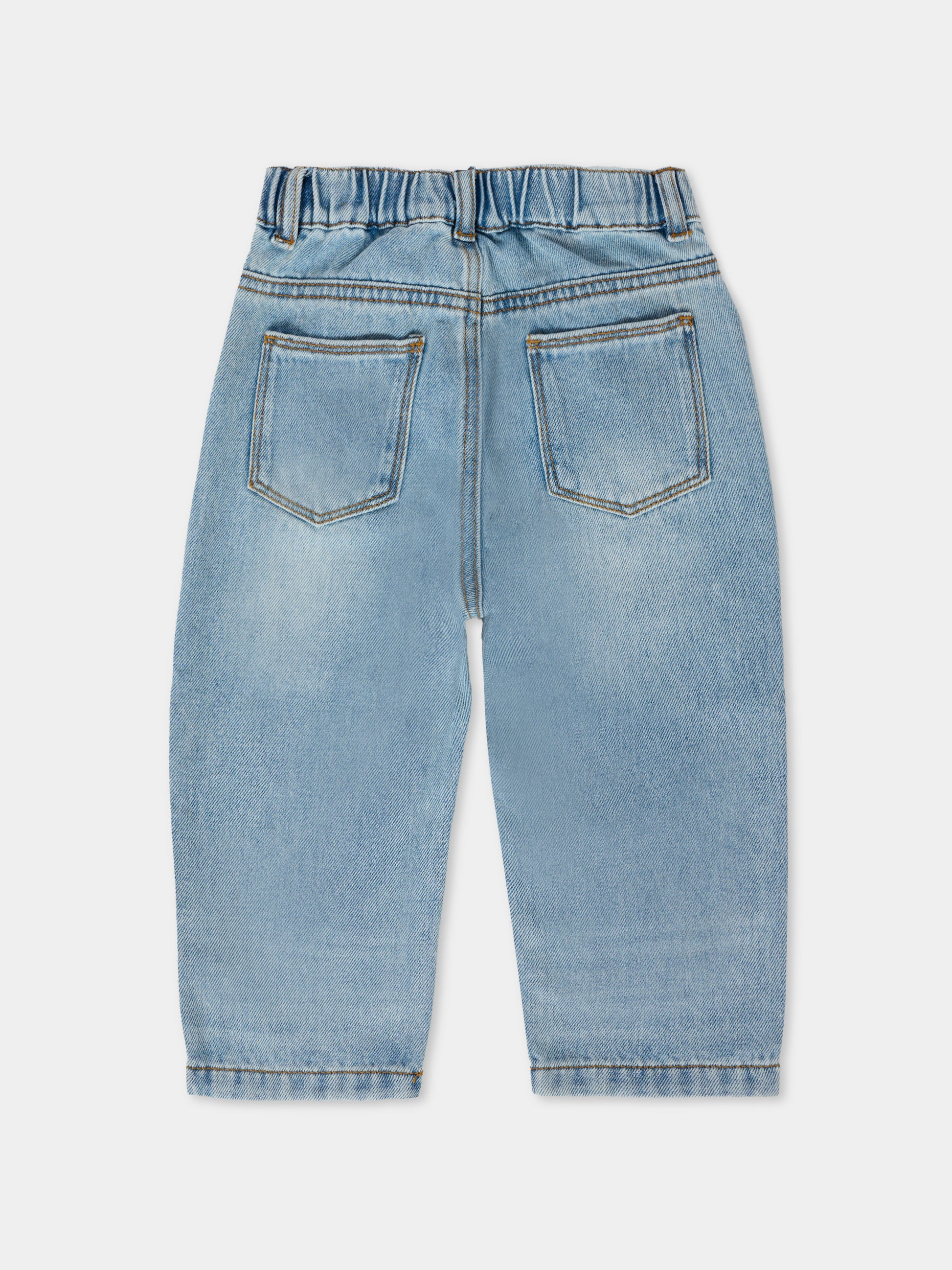 Jeans denim per neonato con patch Teddy Bear,Moschino Kids,MUP05B L0E34 41041