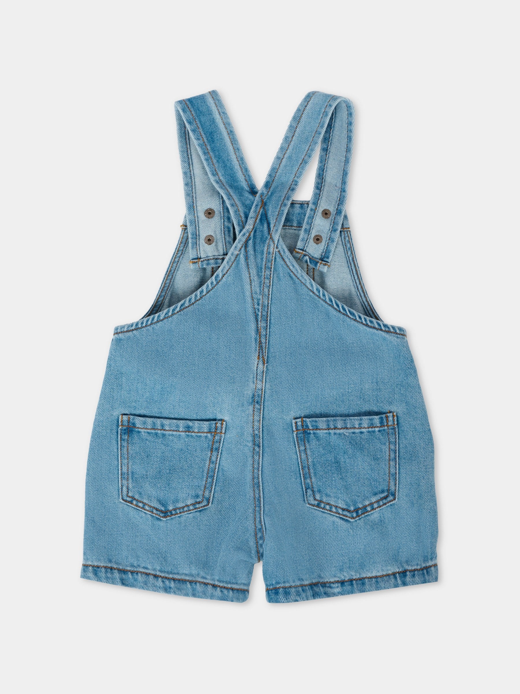 Salopette denim per neonato con patch Teddy Bear,Moschino Kids,MUQ01F L0E34 41041