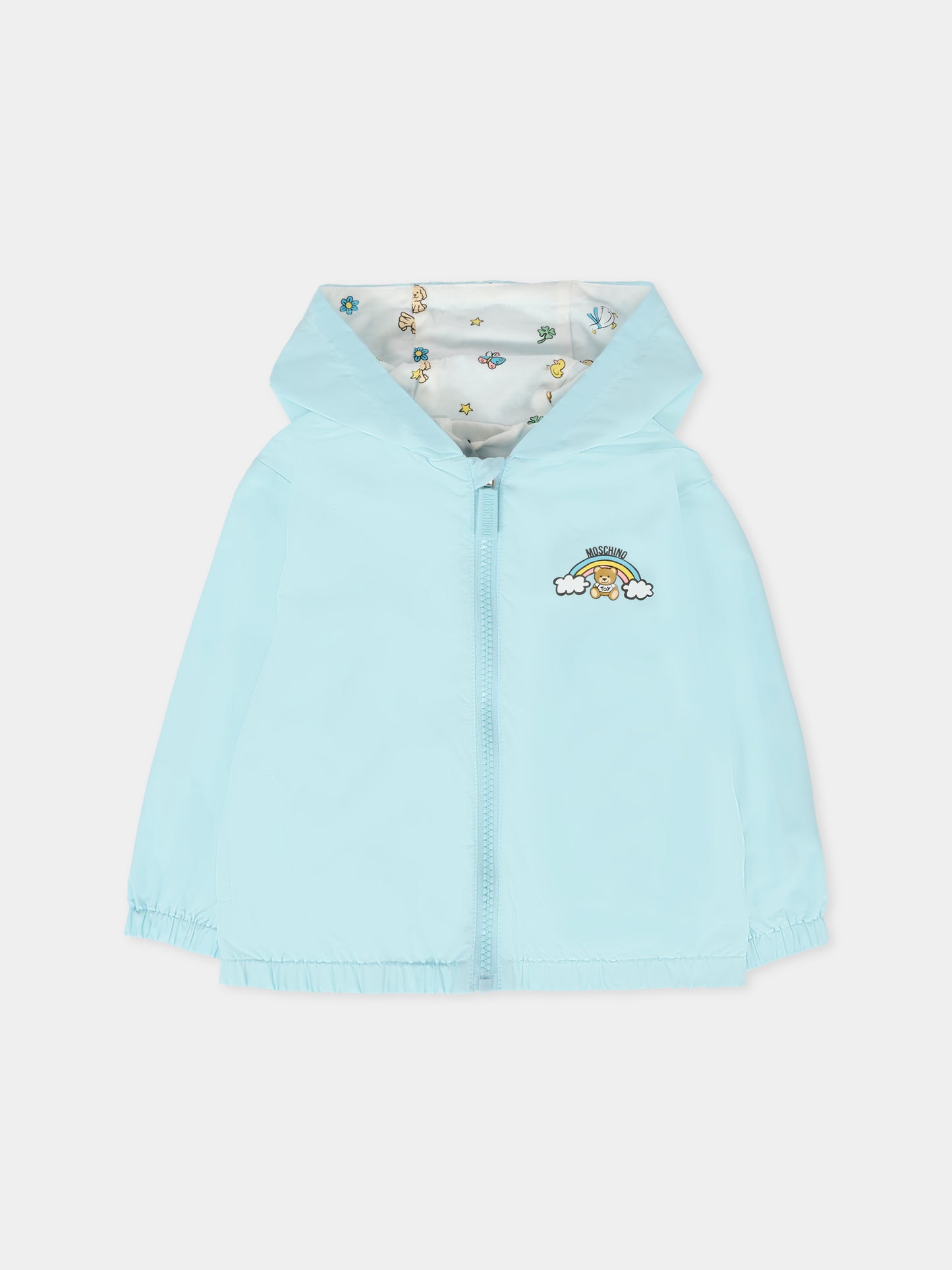 Giacca a vento celeste per neonato con Teddy Bear,Moschino Kids,MUS02V L3A39 40304