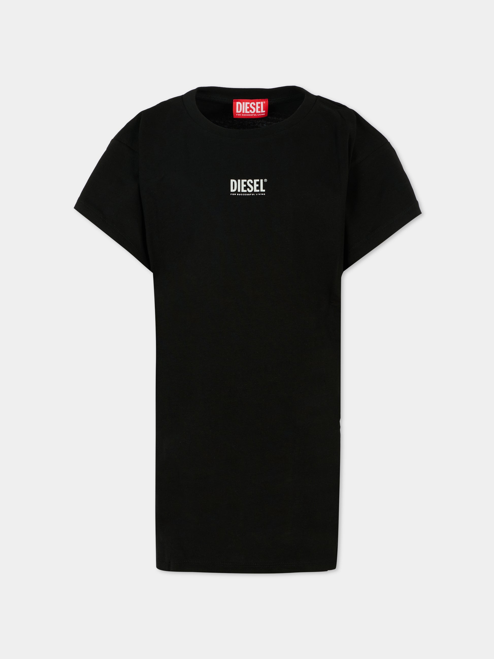 Vestito nero per bambina con logo,Diesel,J02285 0CATM K900