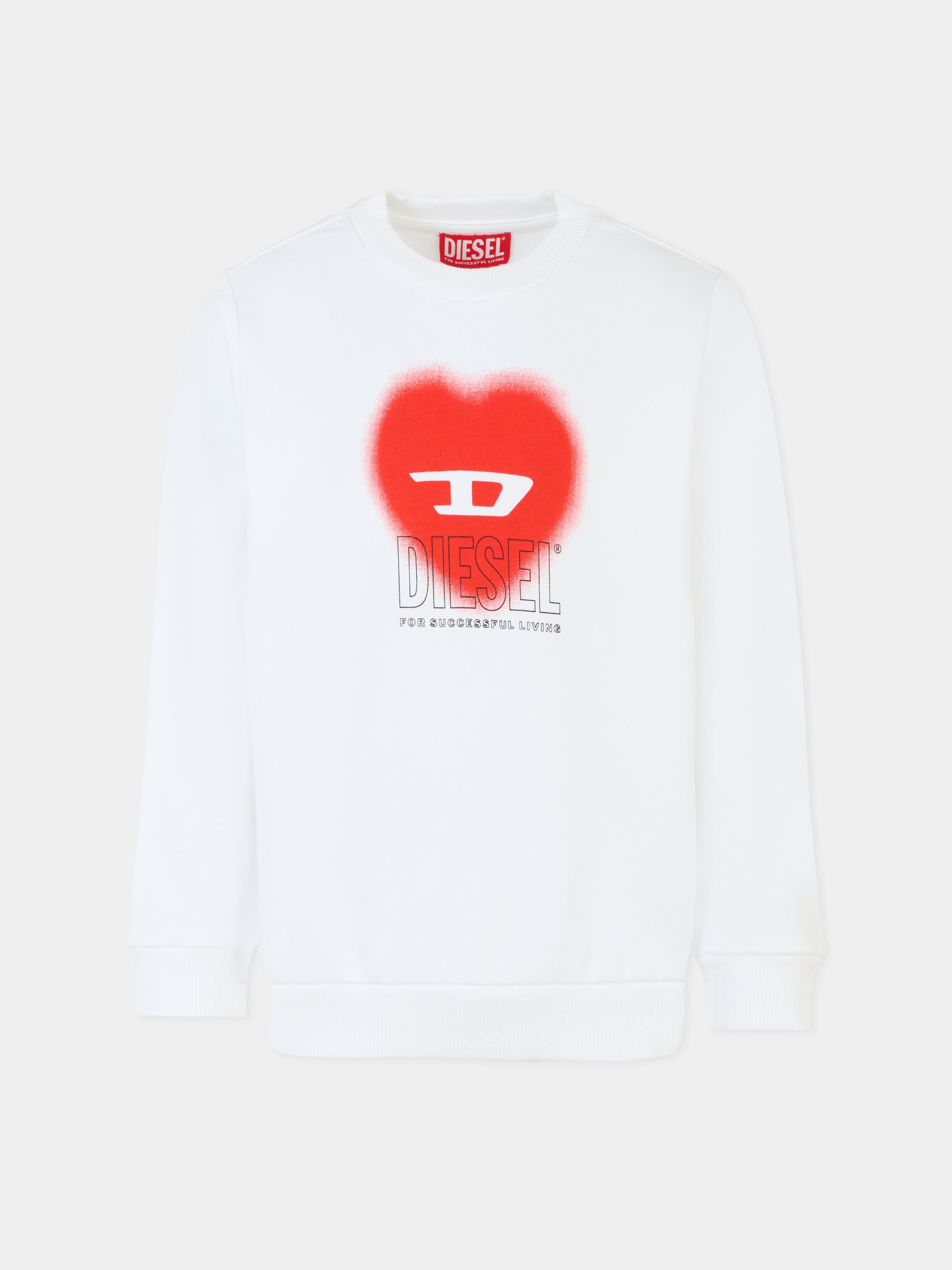 Felpa bianca per bambina con cuore,Diesel,J02230 0JFAV K100