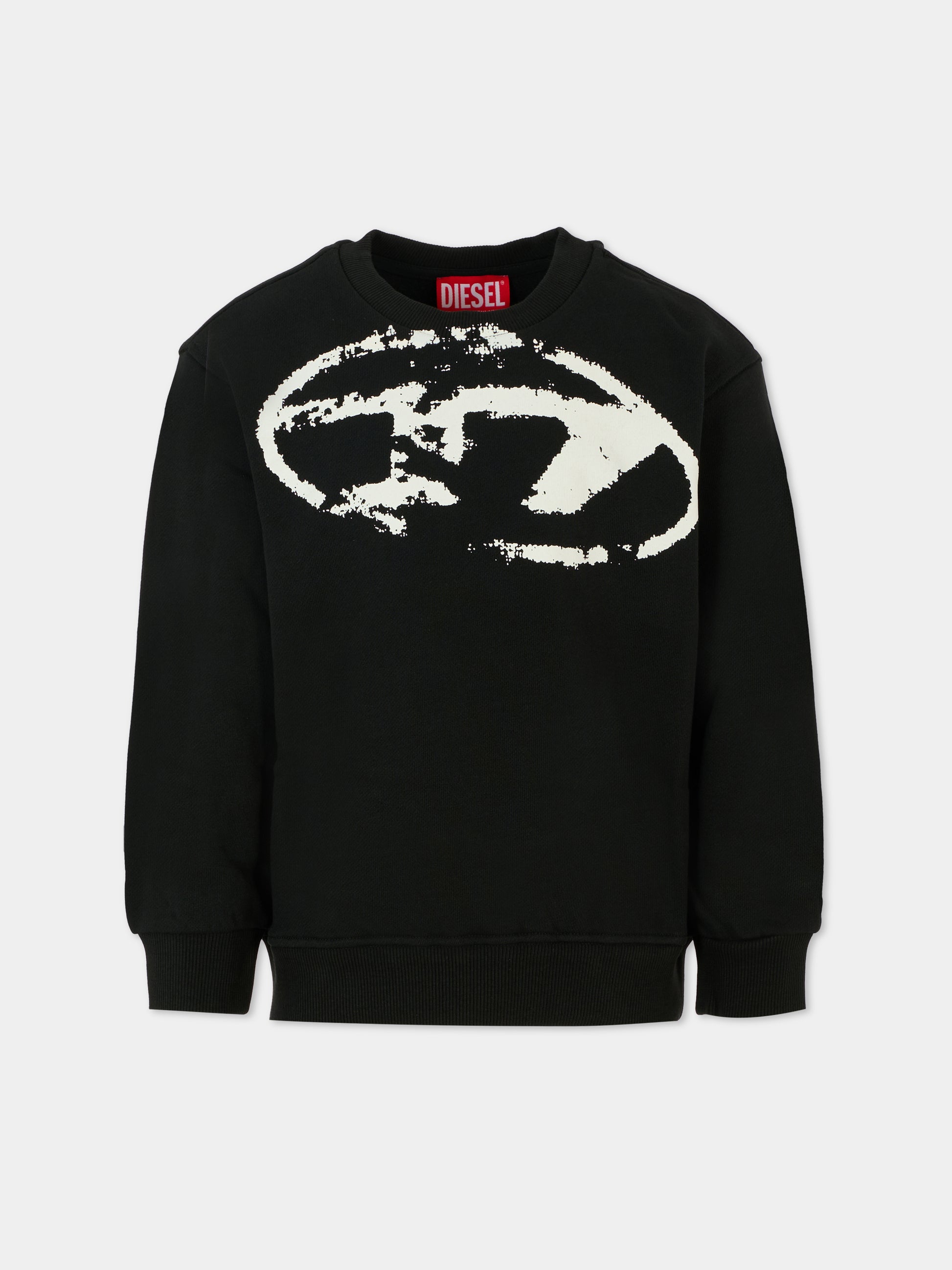 Felpa nera per bambino con logo,Diesel,J02213 KYAQK K900