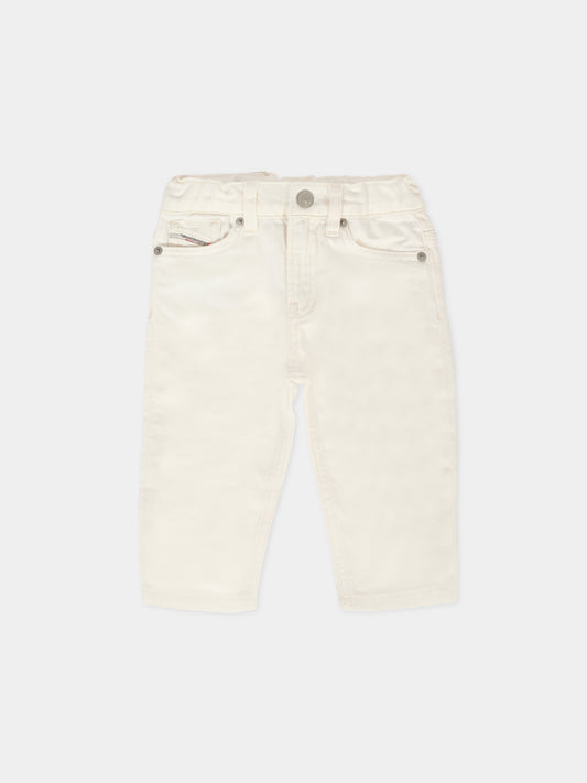 Pantaloni bianchi per neonato con logo,Diesel,K00237 KXBMQ K100