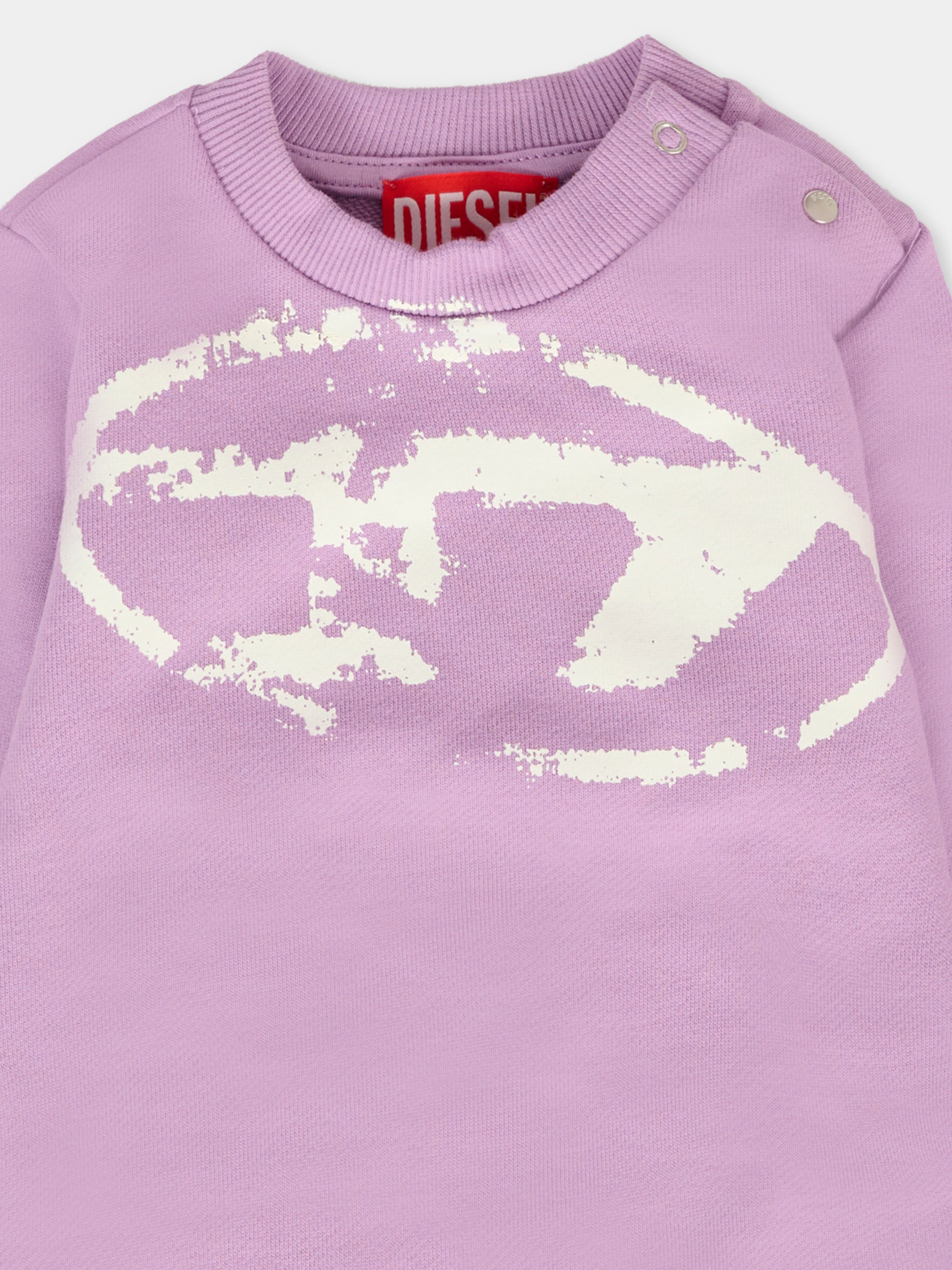 Felpa lilla per neonata con logo,Diesel,K00631 KYAQK K64A