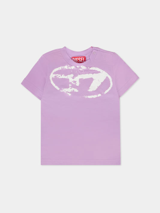 T-shirt lilla per neonata con logo,Diesel,K00635 KYAUN K64A