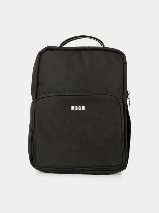 Zaino nero per bambini con logo,Msgm Kids,S5MSJUBP197 110