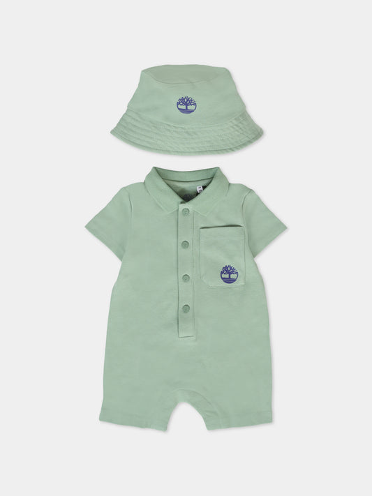 Set pagliaccetto verde per neonato con albero,Timberland,T60396 72F