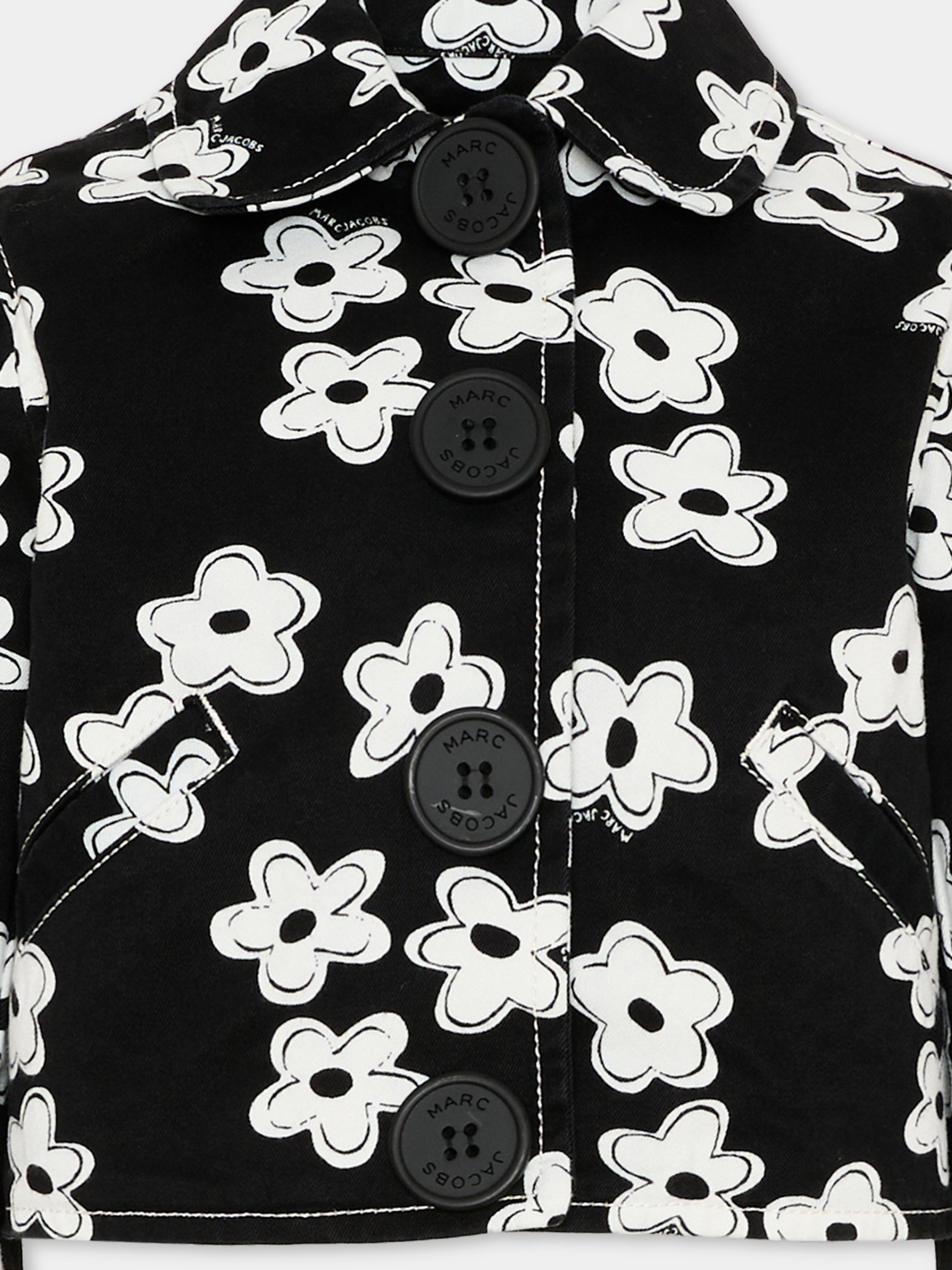 Giubbotto nero per bambina con fiori,Marc Jacobs,W60754 09B