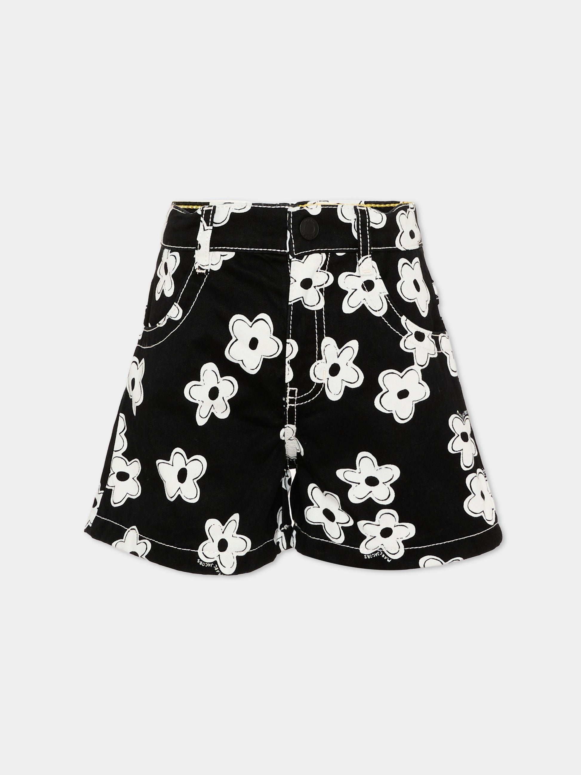 Shorts neri per bambina con fiori,Marc Jacobs,W60733 09B