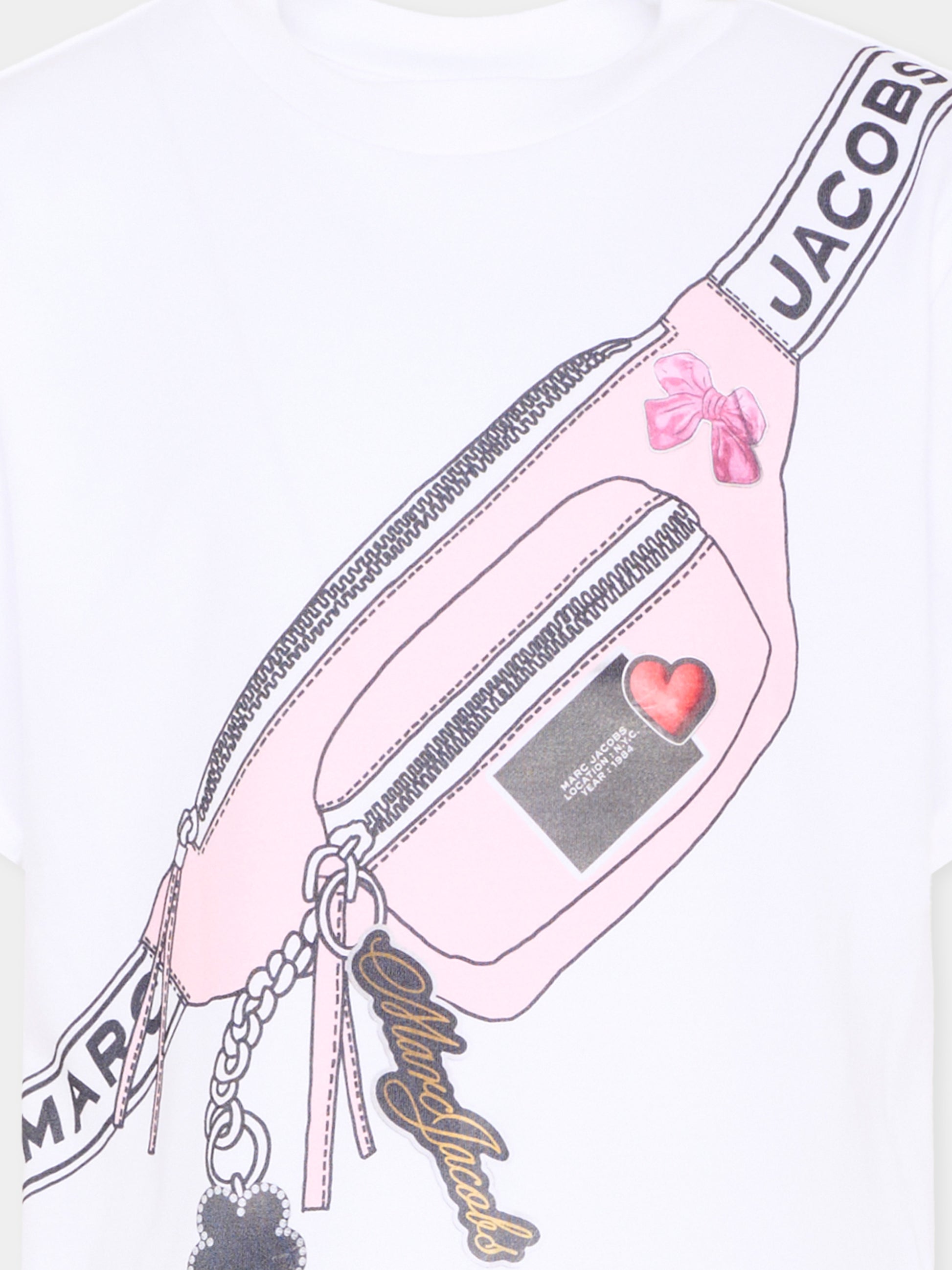 T-Shirt bianca per bambina con stampa marsupio,Marc Jacobs,W60742 10P